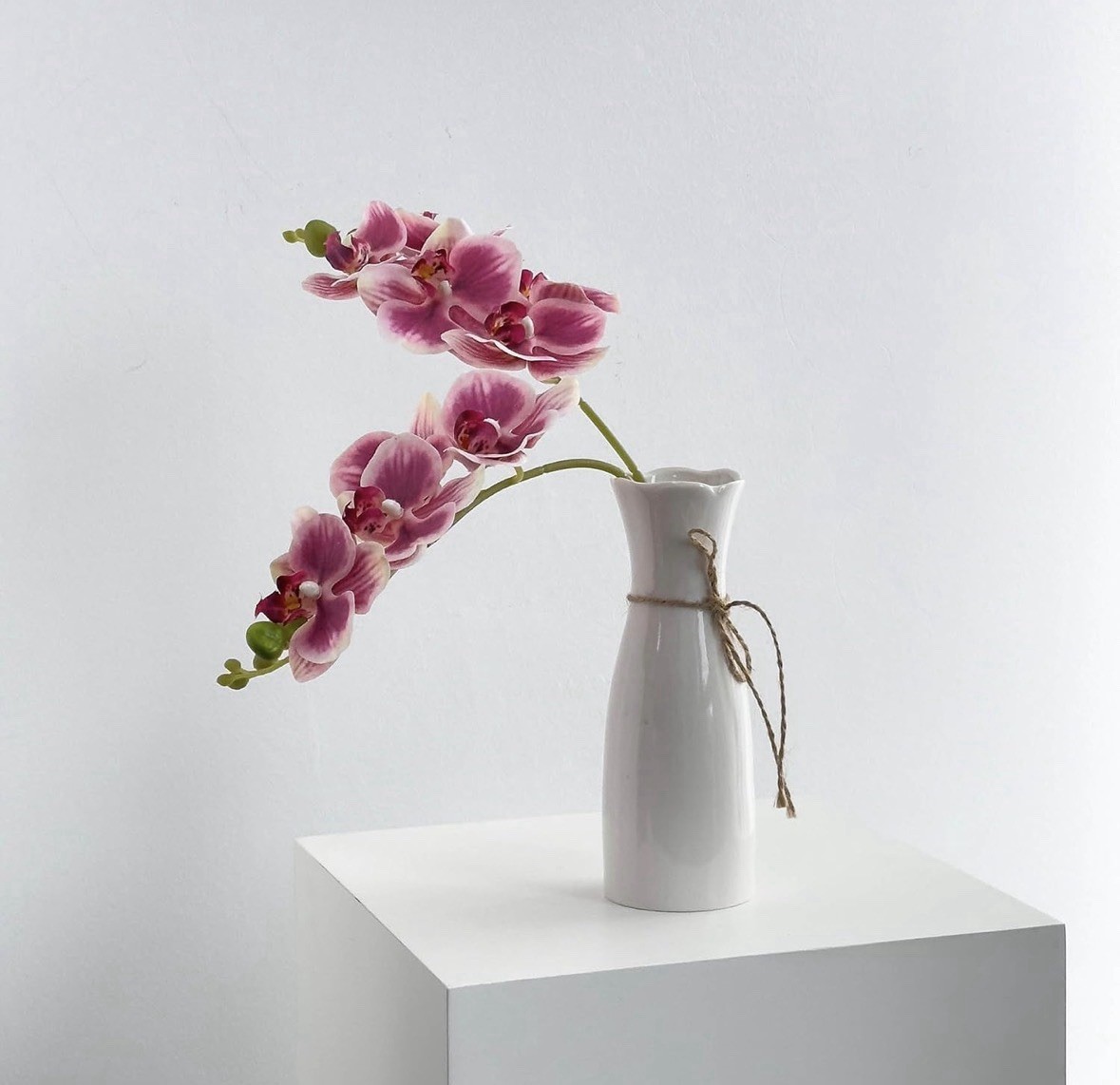 5 Fake Orchid 17 Inches with Real Touch Flowers & Flexible Stems Pinkish Purple