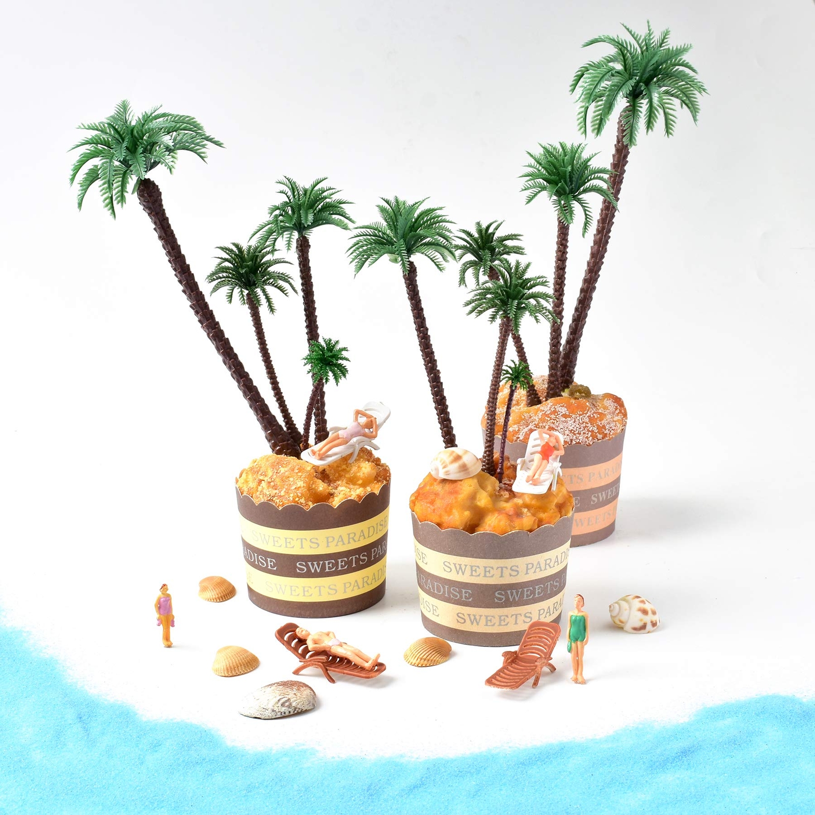 20 Pcs Model Palm Tree Miniature for Train Railway Scenery Diorama Cake Topper