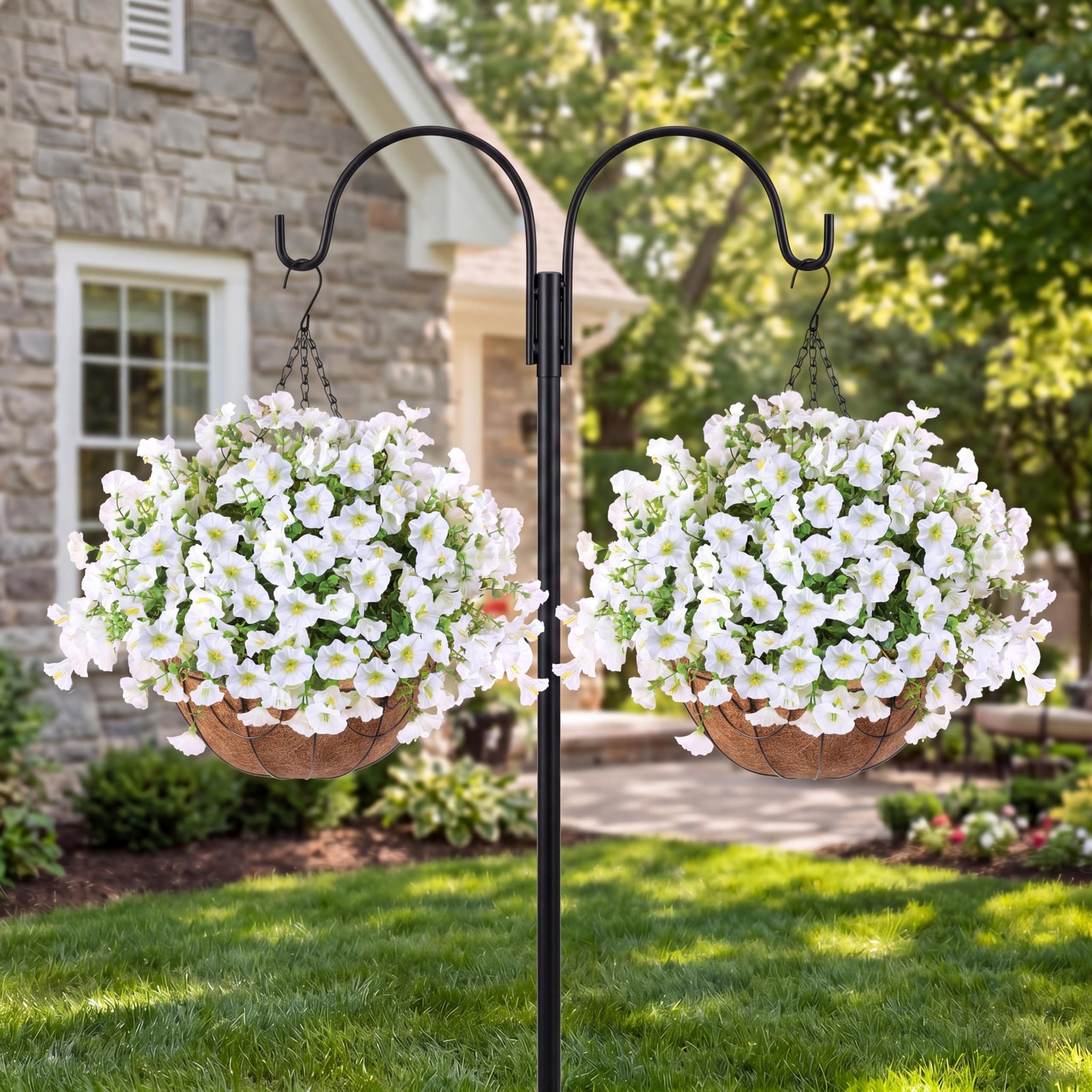 Sggvecsy Artificial Flowers for Outdoors with Baskets Hanging Plant Faux Flow…