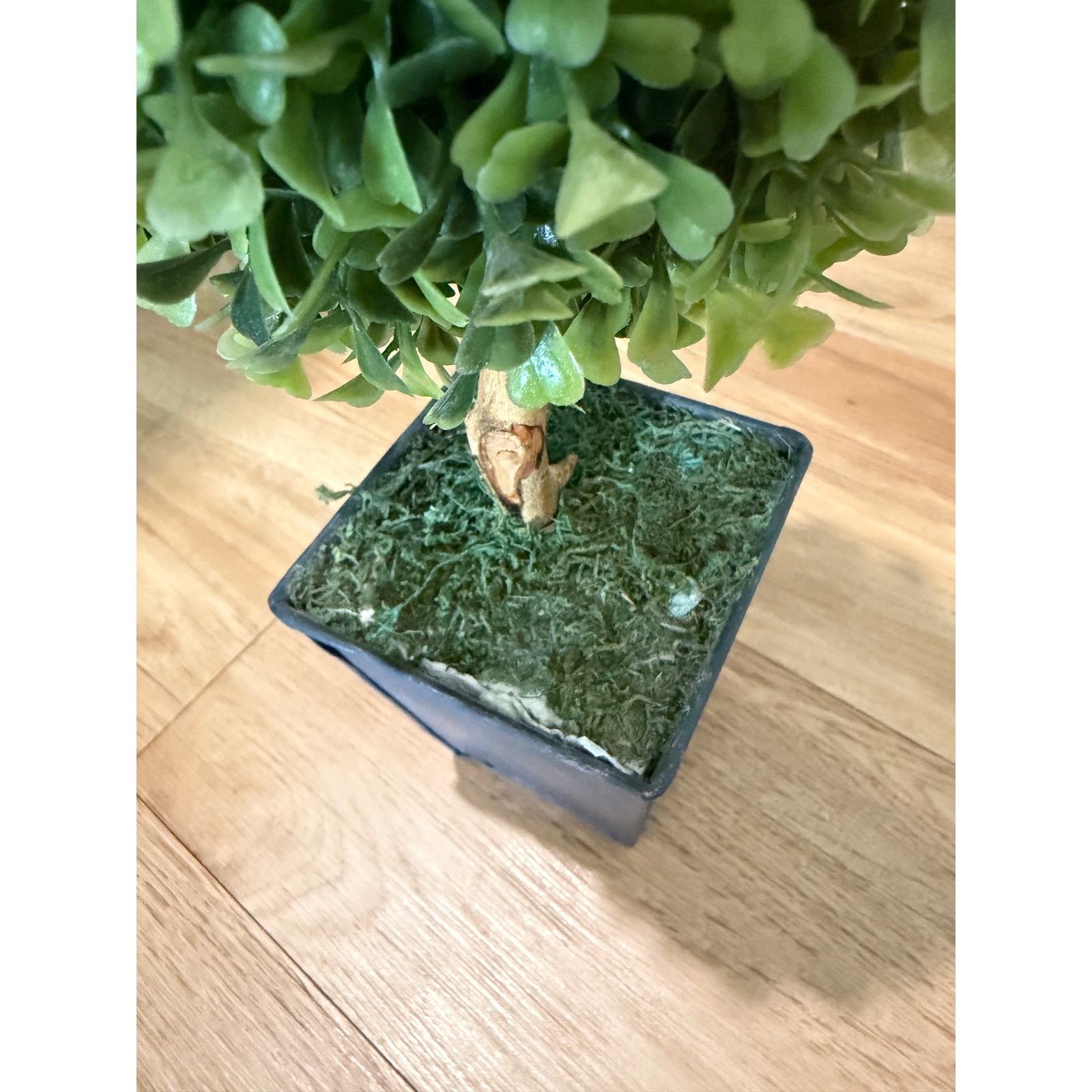 Faux Boxwood Topiary Ball Tree in Black Square Pot Artificial Potted Plant 13in
