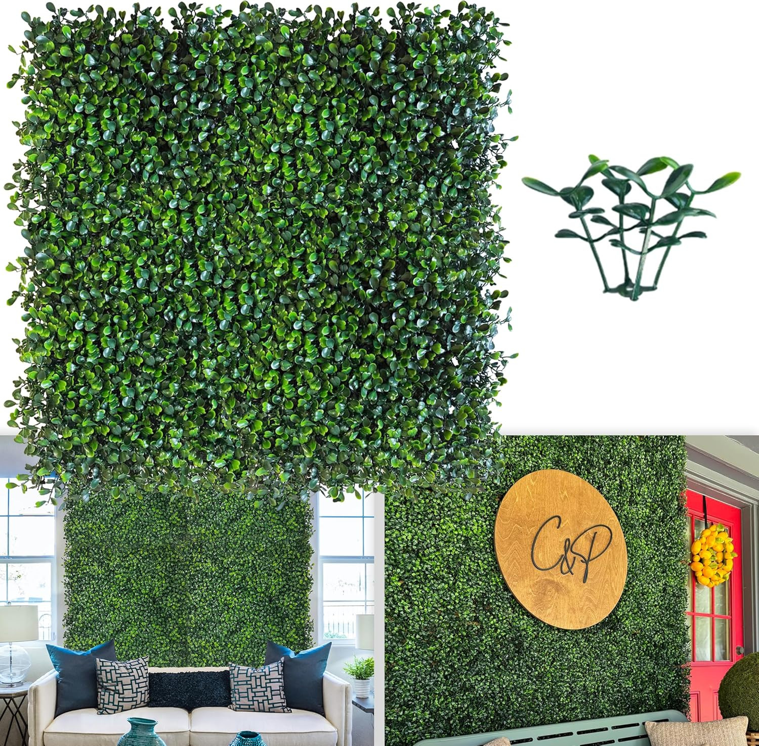 Artificial Grass Wall Panel Backdrop,10 X 10 in 25P(17.5 Sqft) Uv-Anti Greenery
