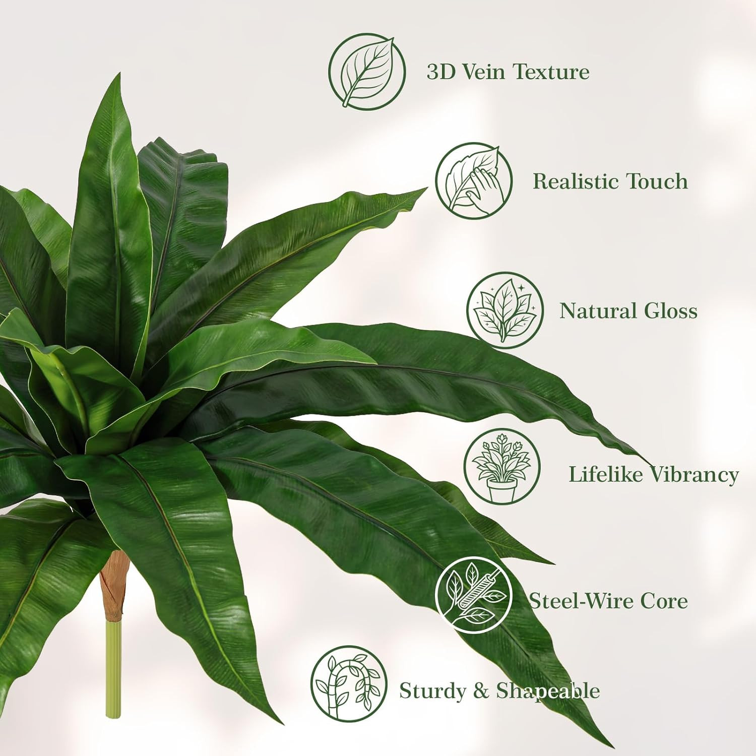 4 Pcs Artificial Plants Outdoor, Artificial Bird Nest Fern Stems, 3D Real Touch
