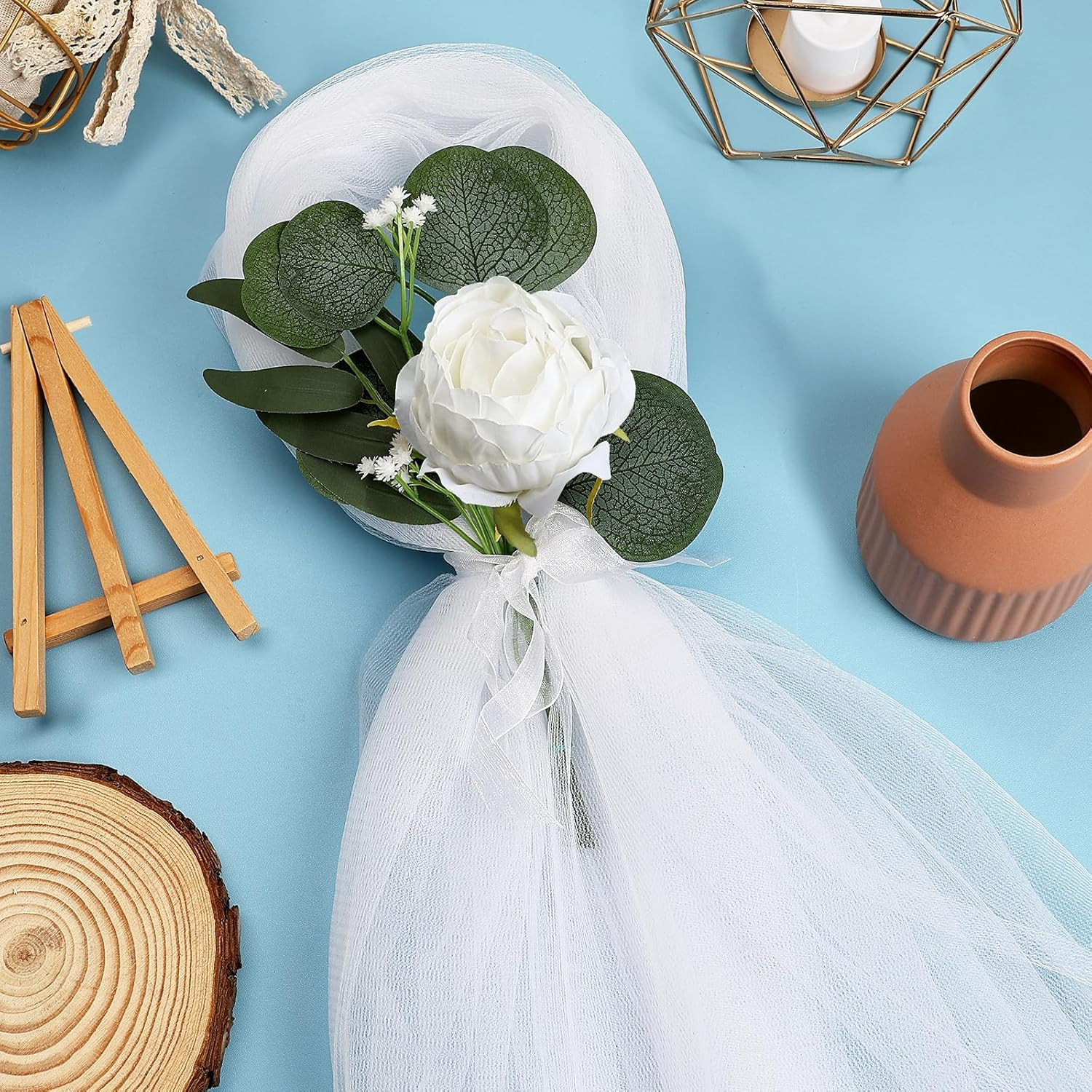 20 Sets Wedding Aisle Decorations, 39.4 Inches Artificial Silk Rose Flowers with