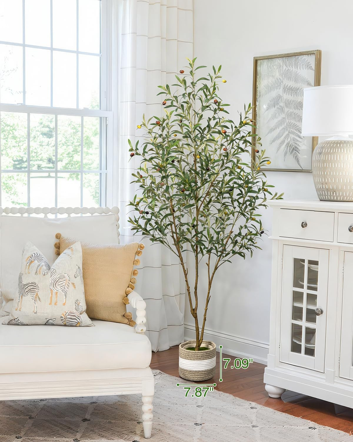 6FT Artificial Olive Tree with Planter – Realistic Faux Indoor Decor