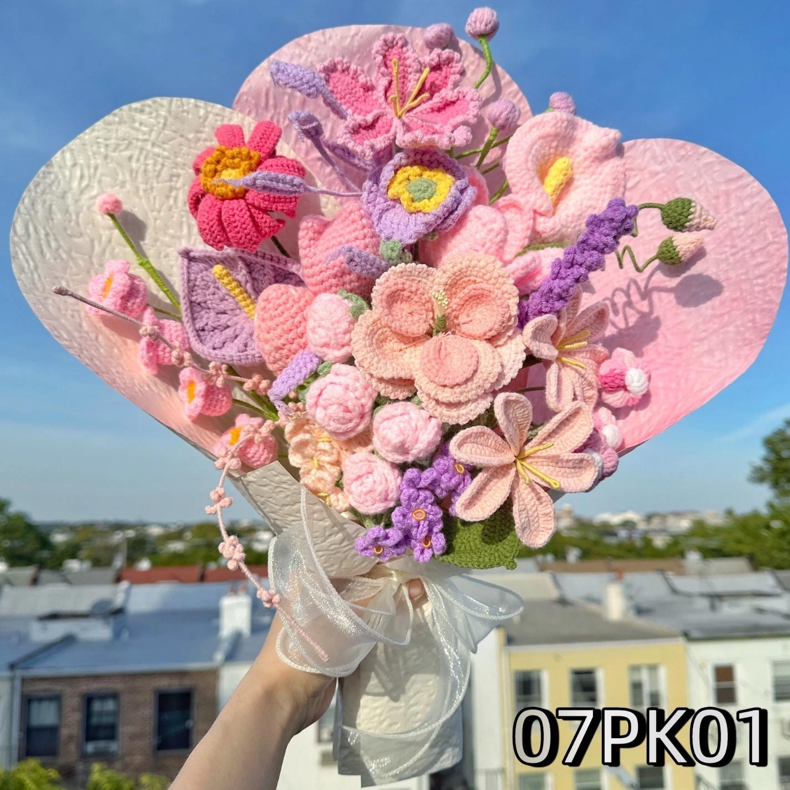 Extra Large Pink Purple Crochet Bouquet Birthday Gift for Mom