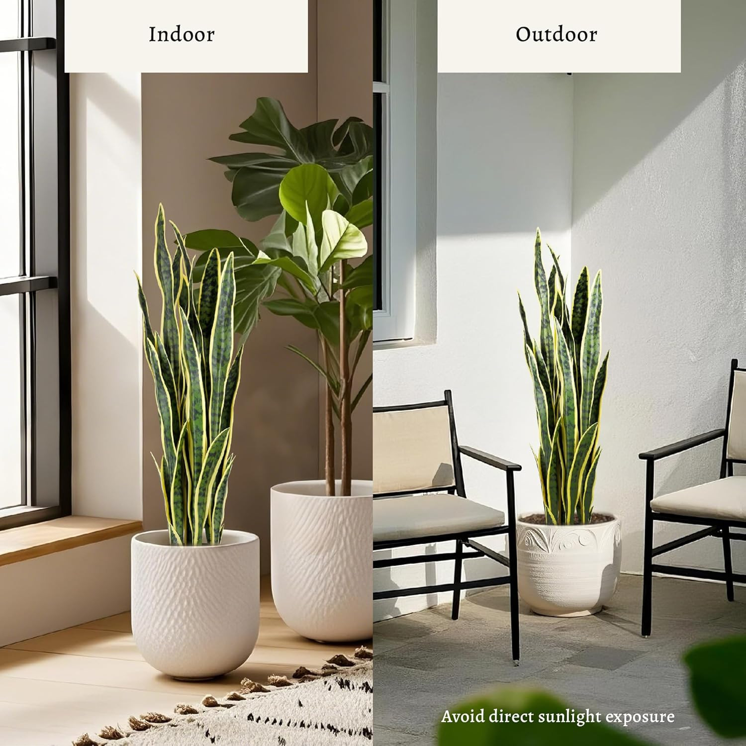 3Ft 2PCS Artificial Snake Plant, 35In Faux Sansevieria with PVC Lifelike Leaves