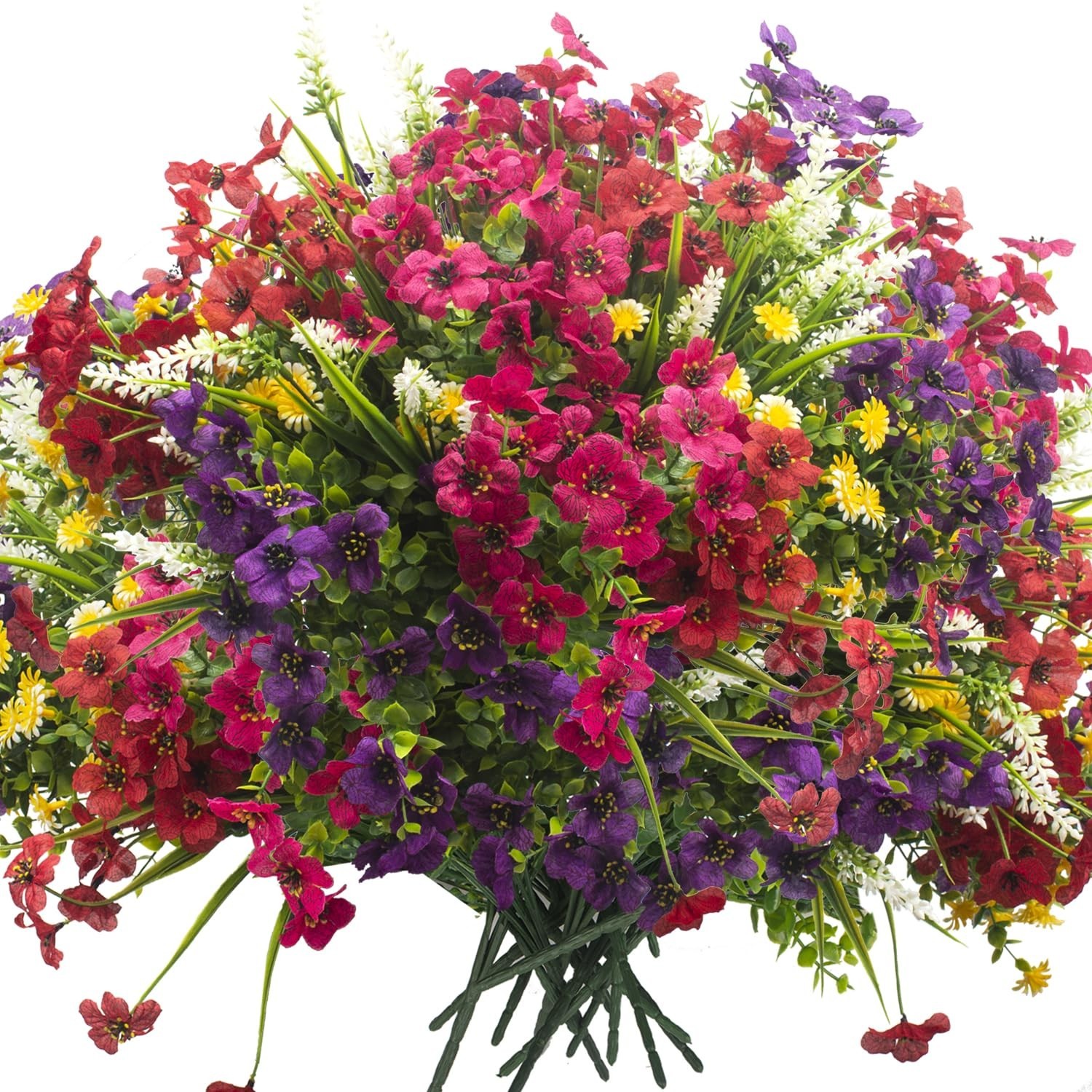 20 Bundles UV Resistant Artificial Flowers – No Fade Fake Plants for Garden, Pat