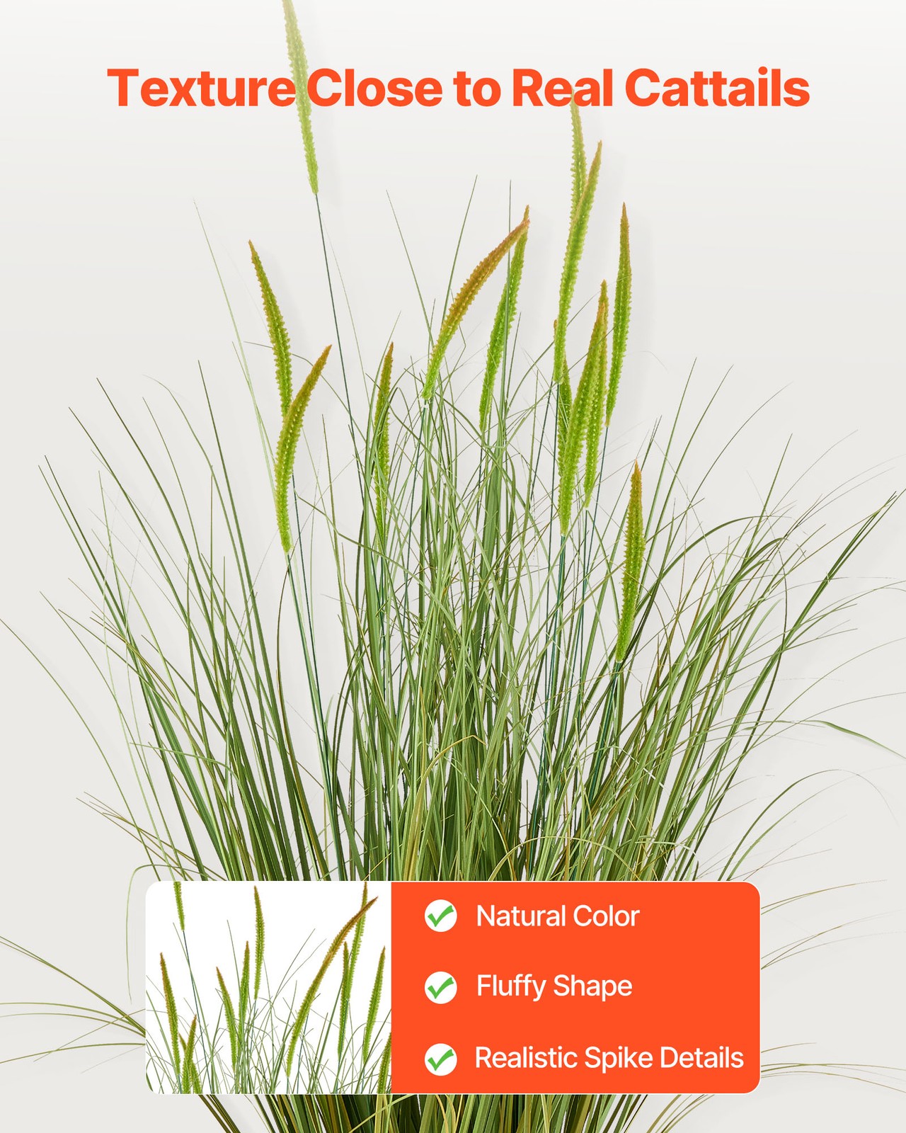 VEVOR Artificial Grass Plant 35 Inch Cattail Grass In Pot 2 Pack Green