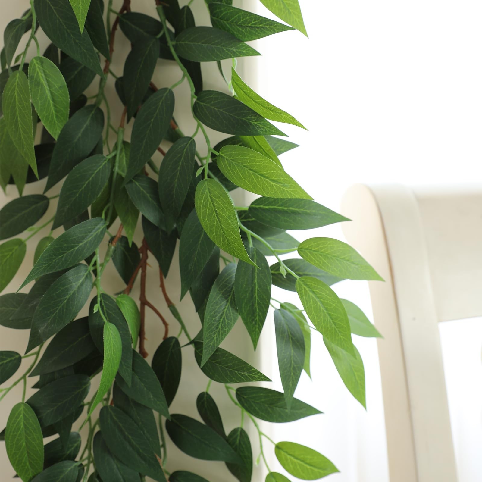 3 Strands Italian Ruscus Artificial Vines, 39″ Silk Vine Garland with Green L…