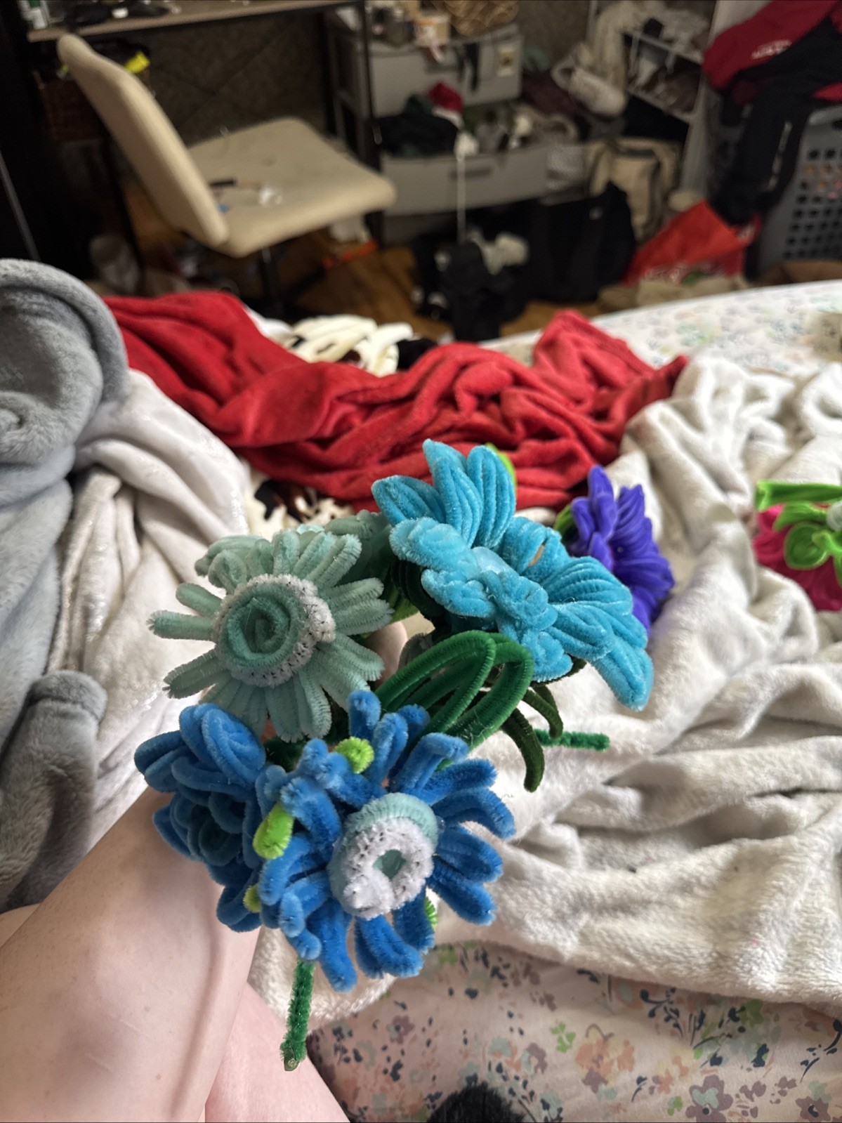 Blue Pipe Cleaner Flower Boquet