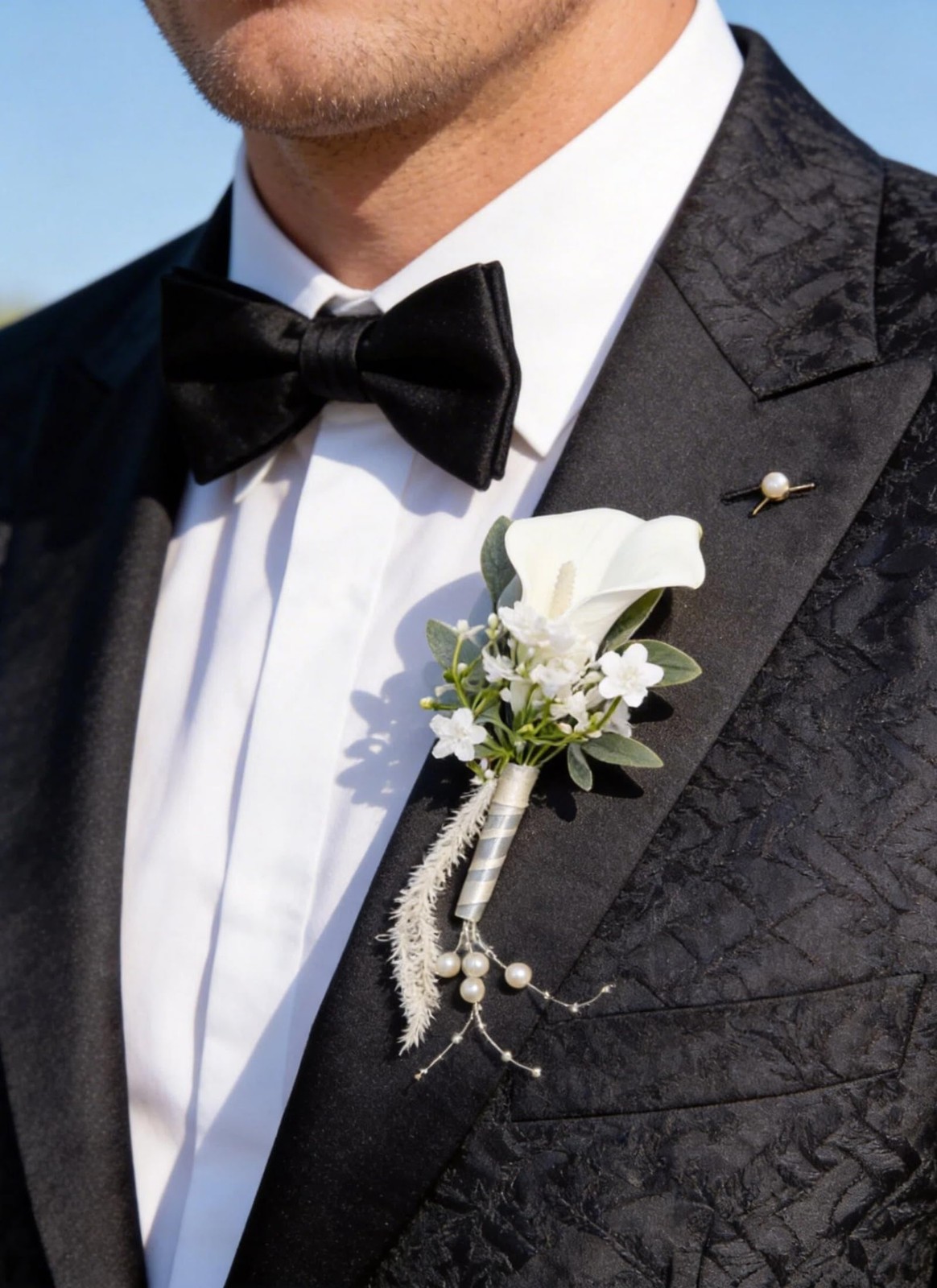 White Corsage And Boutonniere Set Wrist Kit For Men Women Prom Party Wedding