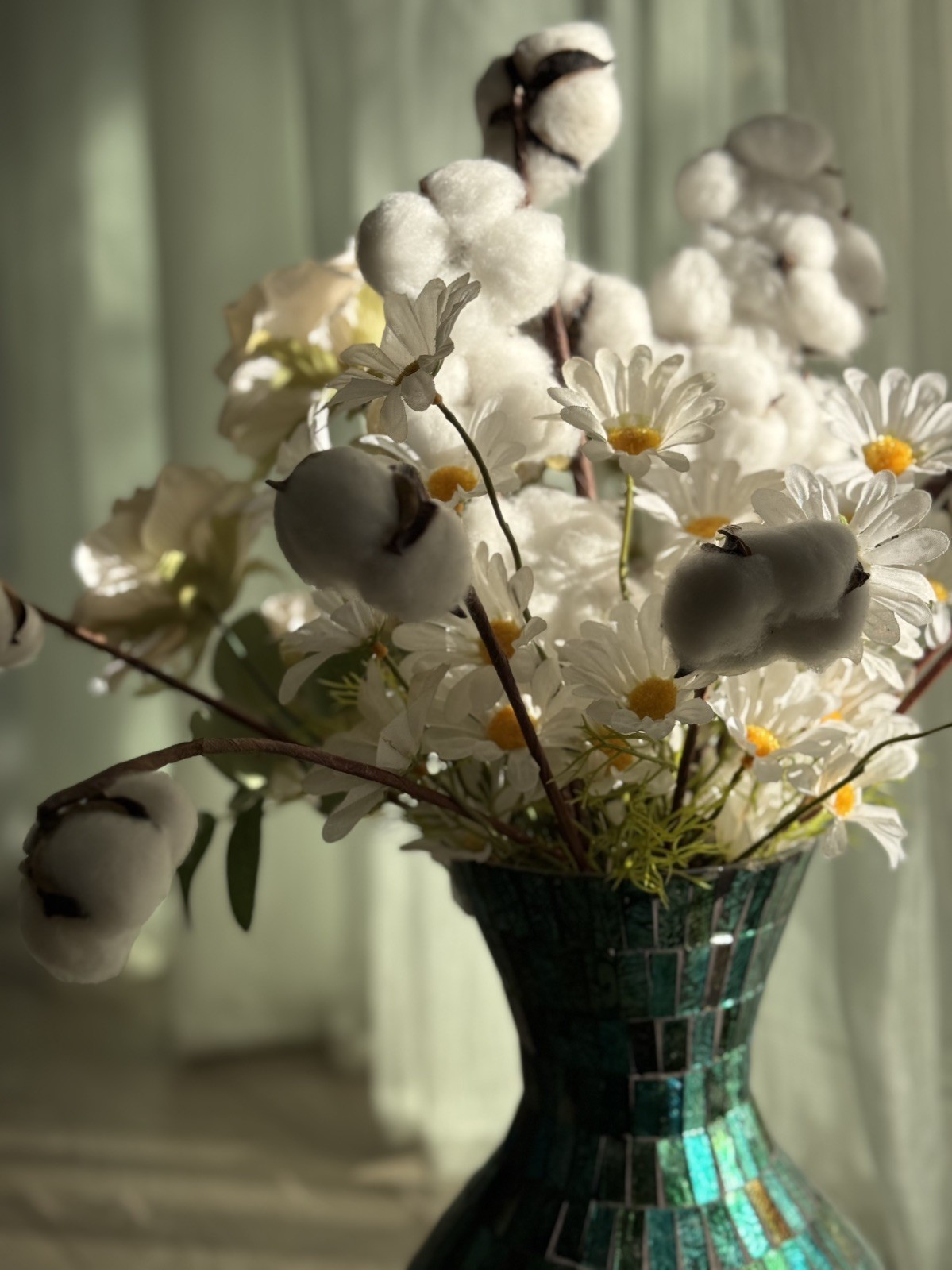 20Pcs Cotton Stems,Fake Cotton Flowers, Artificial Cotton Floral Stems