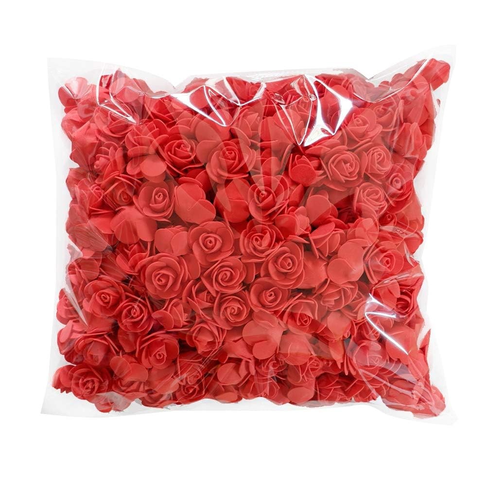 100 PCS White 1.38 Inch Artificial Foam Roses Bulk DIY Bear Flower Gift