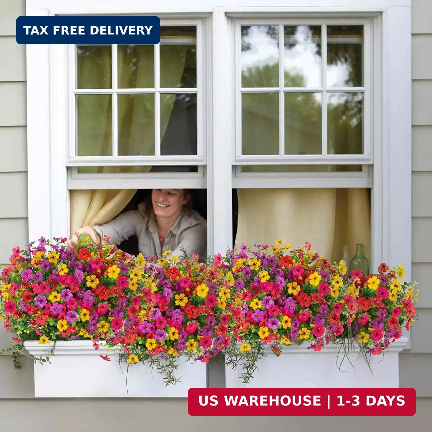 12 Bundles Fake Artificial Flowers Faux Plants for Spring Summer Decoration | UV