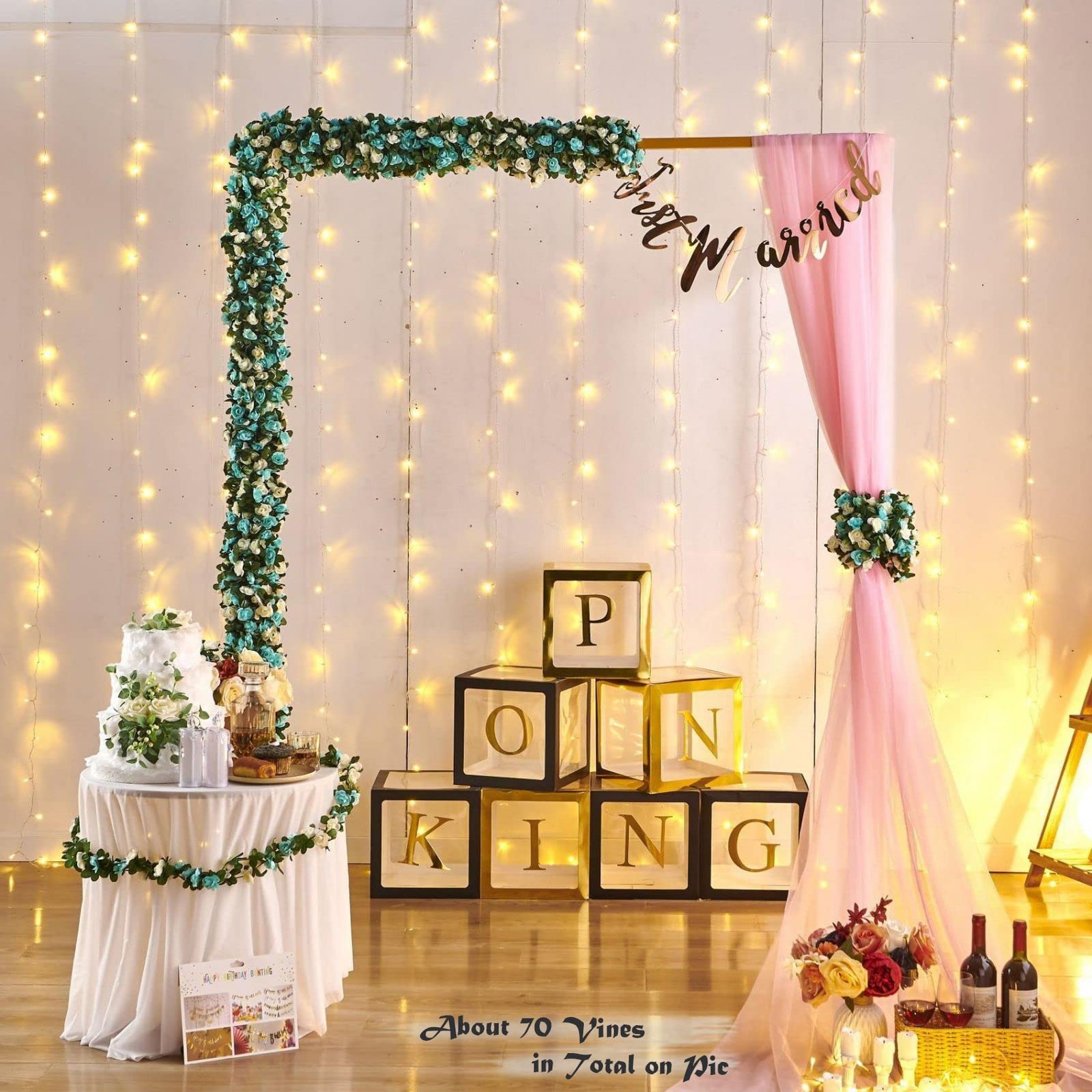 8 Pcs x 8.2 ft Flower Garland Artificial Rose Vine Flowers Green Leaves