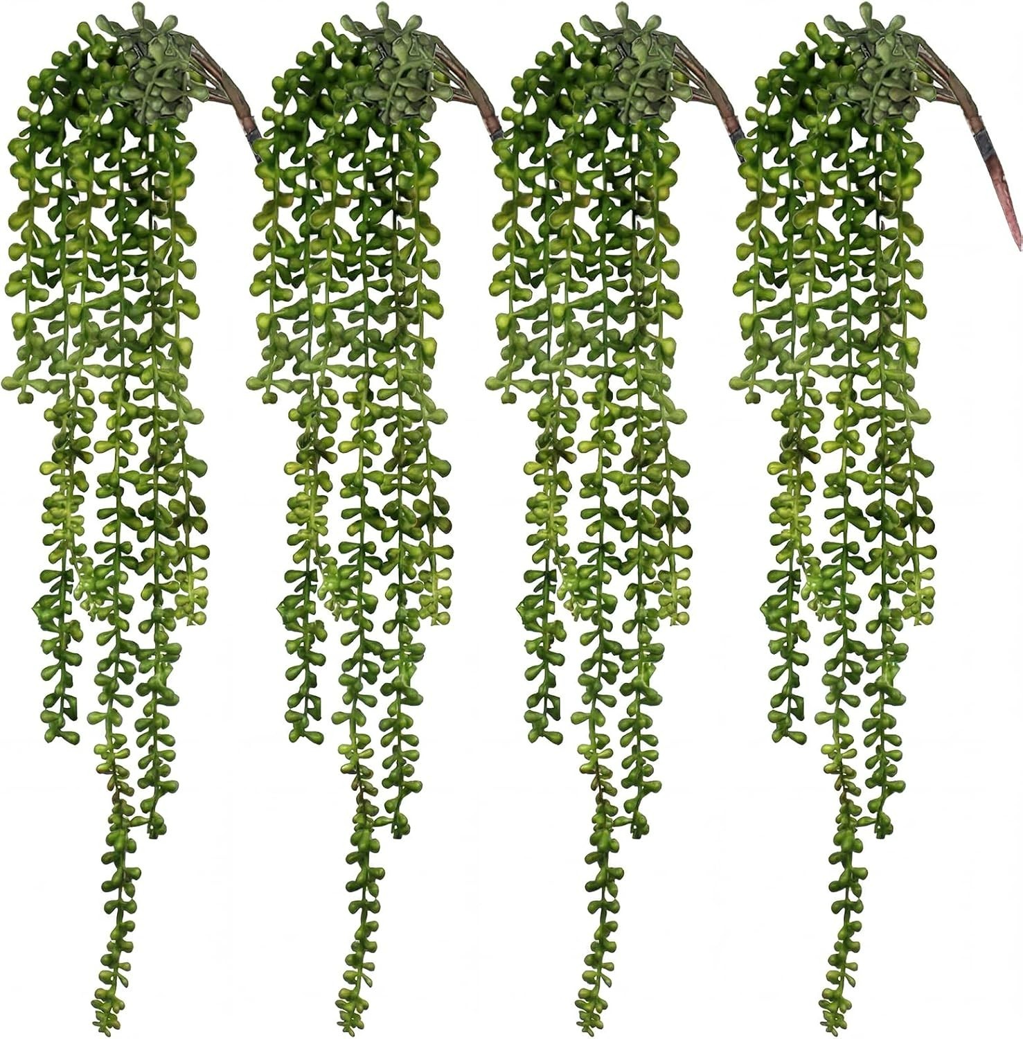 Chic Hanging Succulents – 4-Piece Set of Water-Resistant Indoor/Outdoor Decor