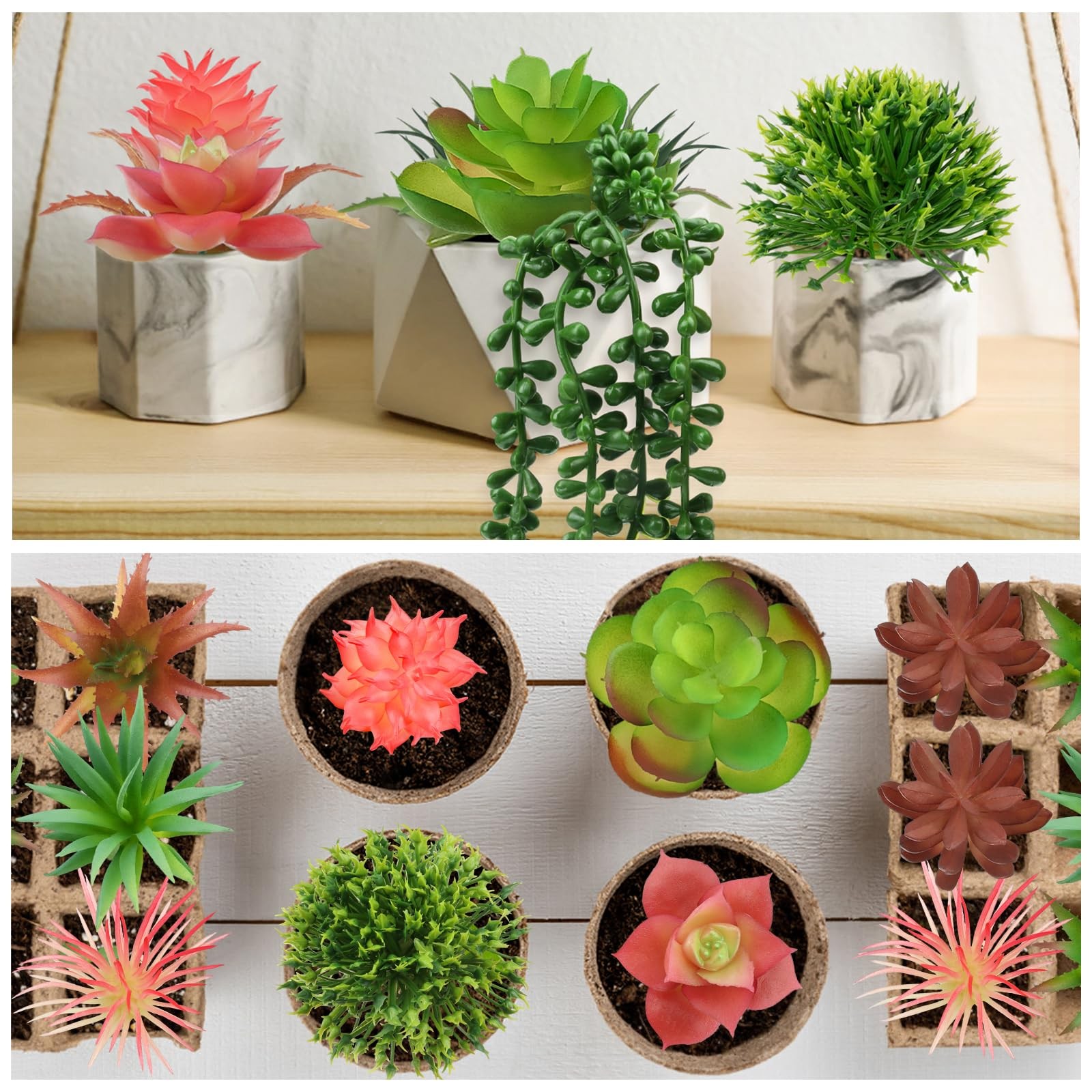 14 Pcs Artificial Succulents Plants Mini Fake Succulents for Home Garden