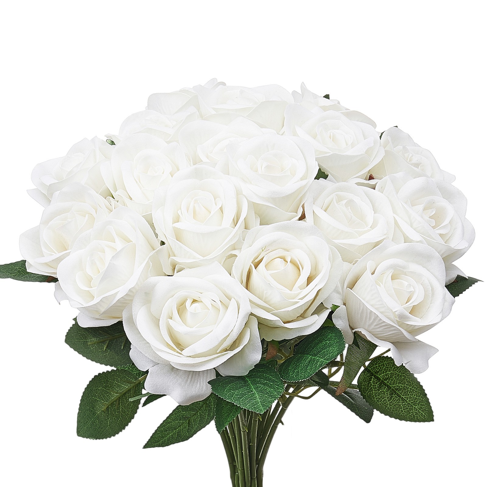 VEVOR 60Pcs White Roses Artificial Flowers Realistic Bouquet for Xmas Home Decor