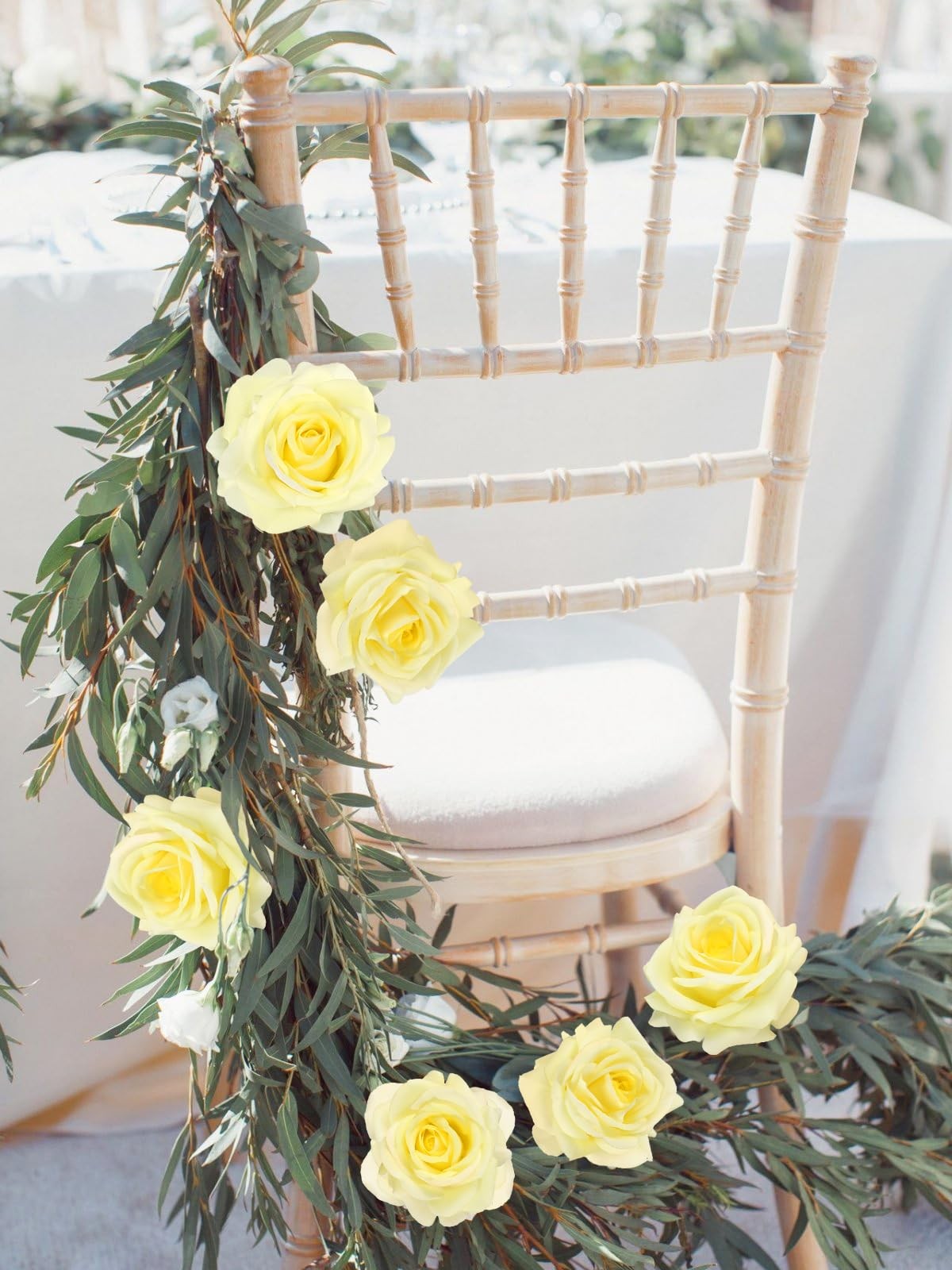 Real Touch Yellow Roses Artificial Flowers 3Pcs Latex Faux Roses Flowers with…