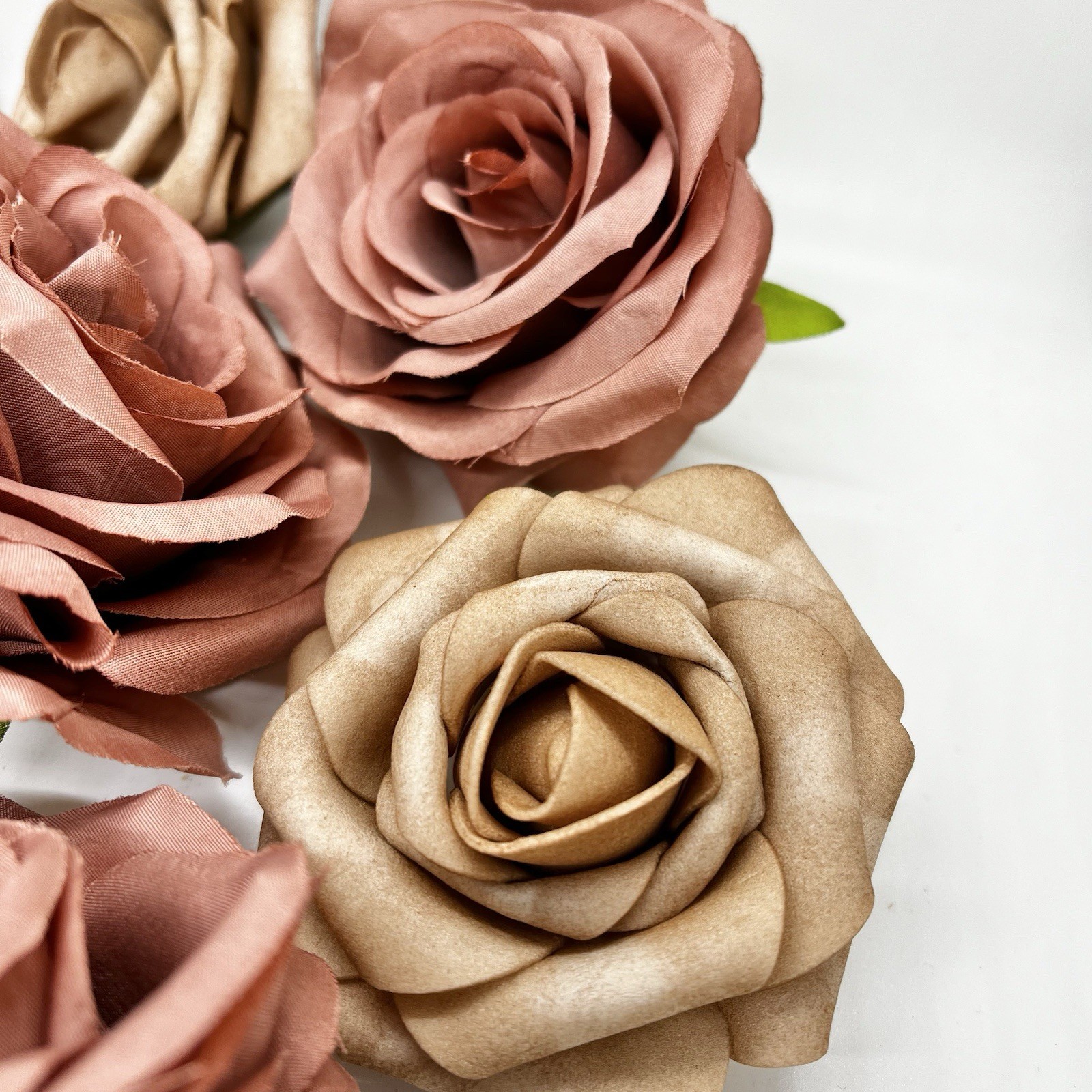 12 Count Stemless Roses Pink & Tan Flowers – Floral Decor Crafts For Crafting