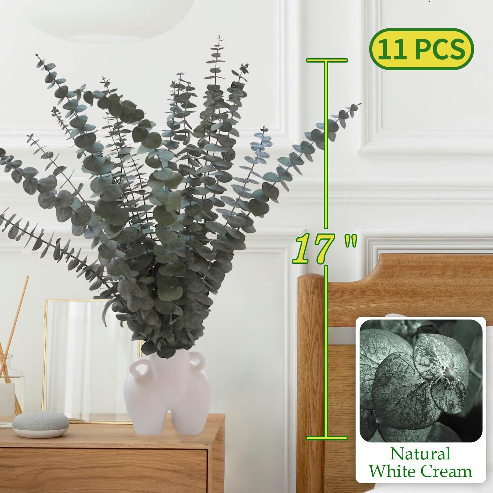 Tallo de eucalipto seco natural para decoración ducha y baño 43 cm (17 pulgadas)