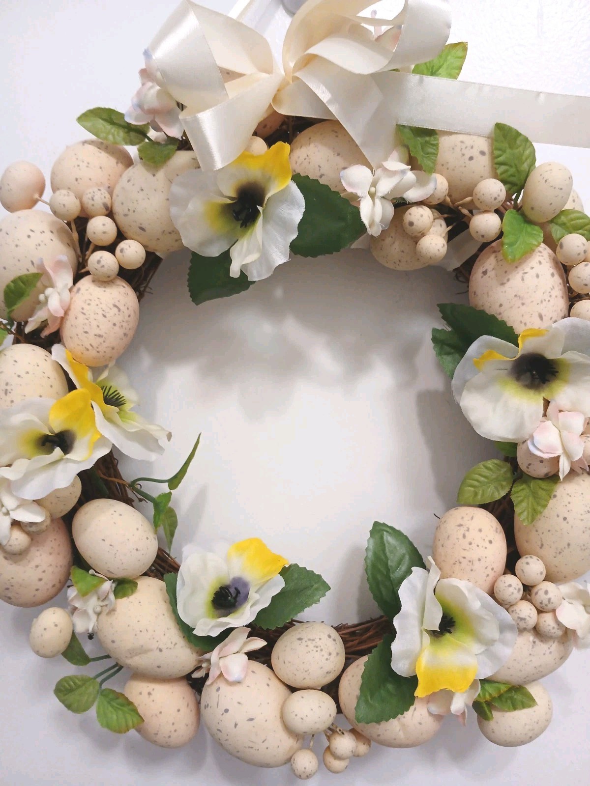 Farmhouse Chicken Eggs Door Wreath 12″ Summer Spring Easter Cottage Grannycore