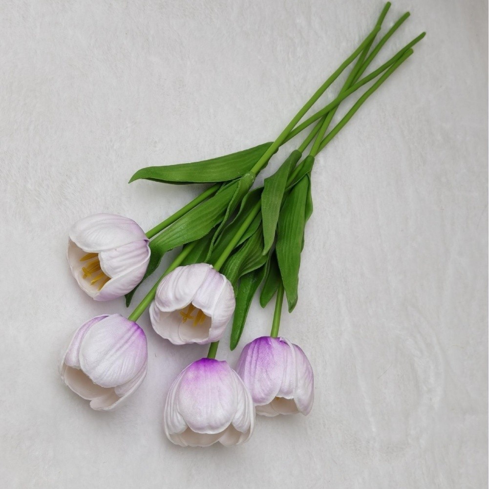 Artificial Tulip Silk Flowers Set with Flexible Stems for Home Wedding Decor