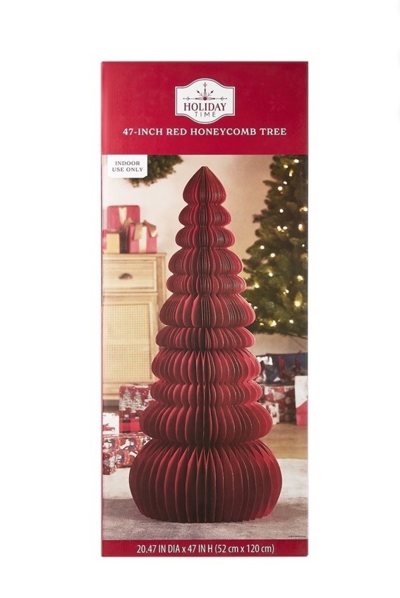 47” Tall Large Christmas Cardboard Tree Honeycomb 3D Red New Sturdy VTG Style