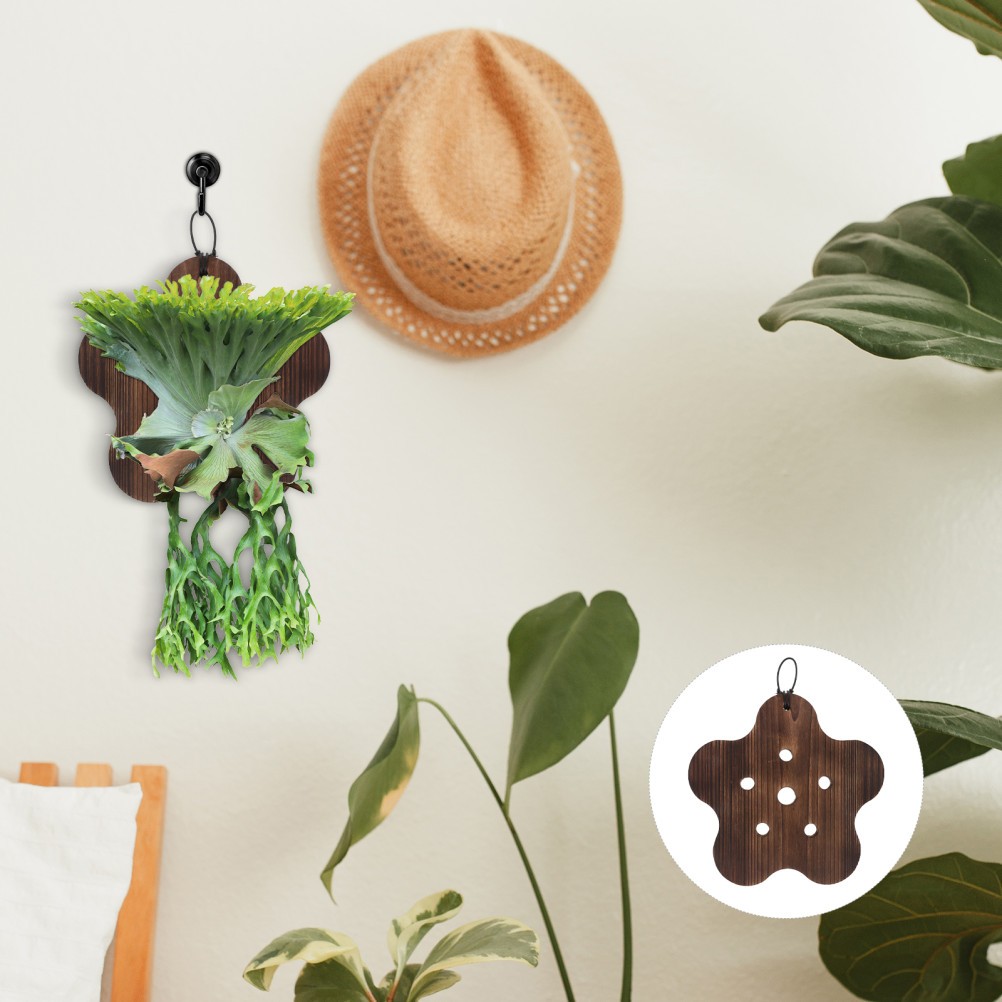Home Wall Plant Holder Brown Wooden Mounting Board for Vertical Plant Display