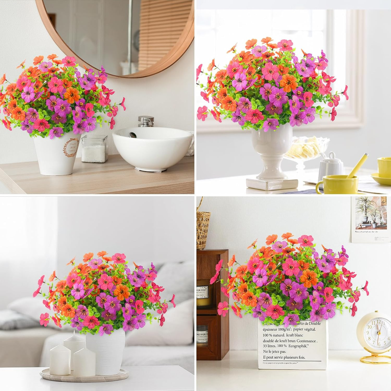 Artificial Spring Flowers for Outdoors Faux Plantst Realistic Fake Flowers