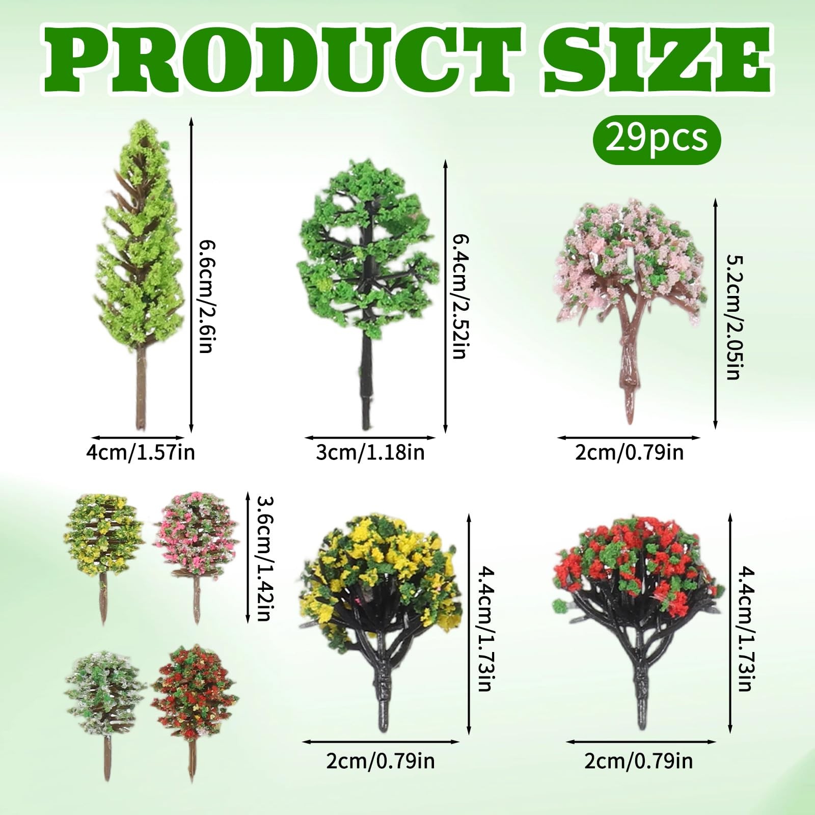 29Pcs Model Trees Mixed Miniature Plants 1.4-2.7Inch Diorama Supplies