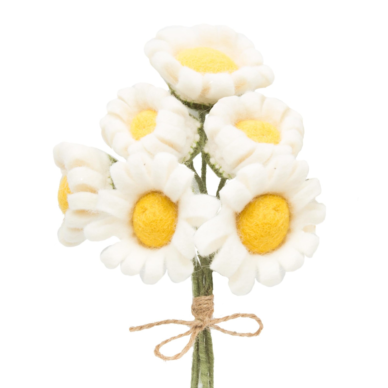 Felt White Daisy Artificial Flowers Bouquet – 6 pcs | Reusable, Washable and …