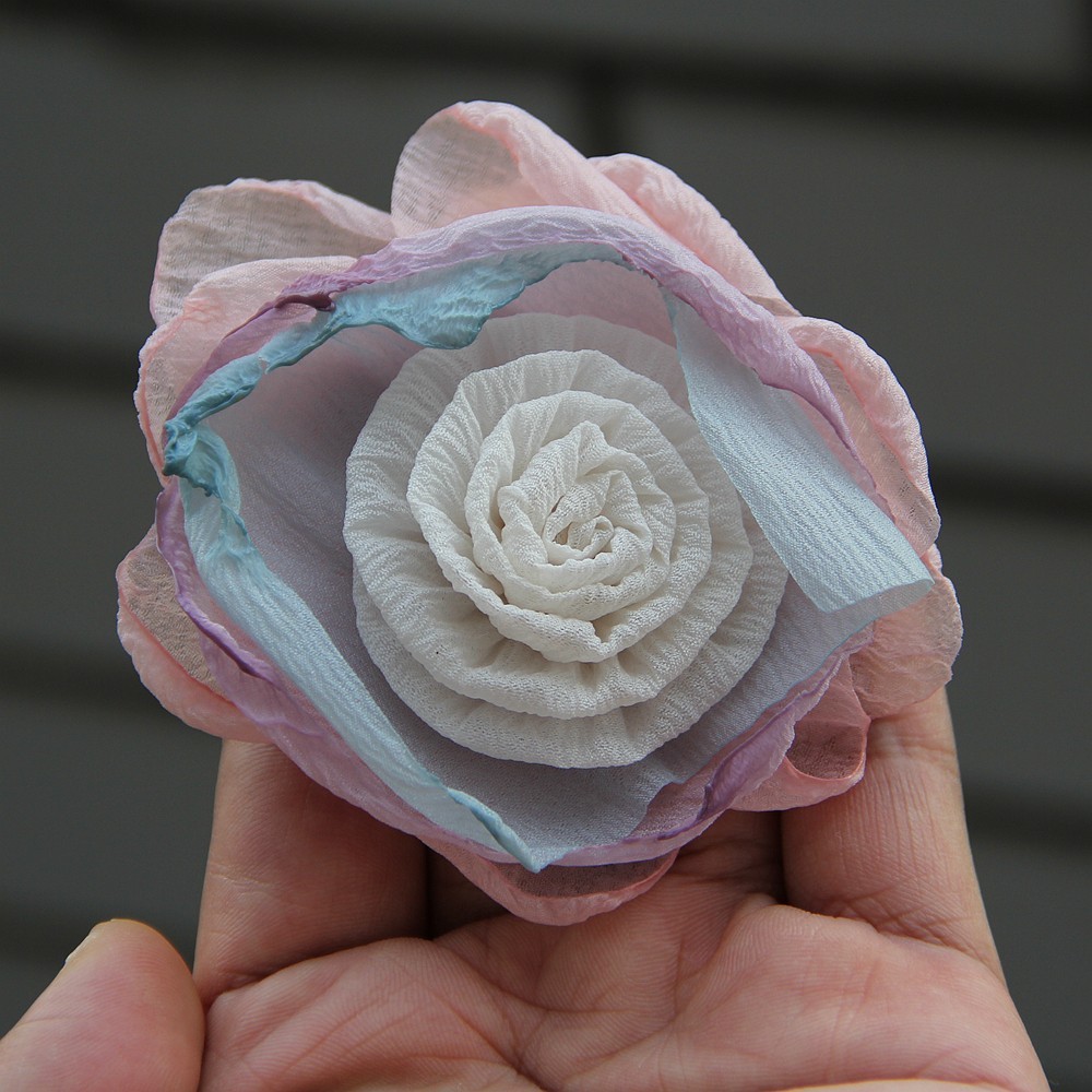 Retro Pink Fabric Rose Flower Button Embellishment Accessories Vintage Wholesale