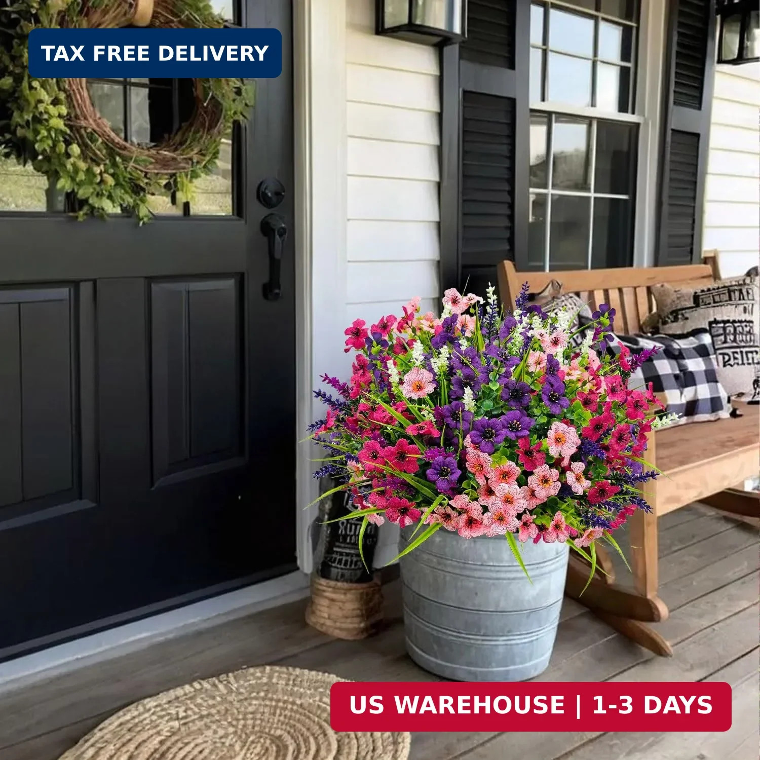 12 Bundles Artificial Flowers Outdoor Silk Fake Plants UV Resistant Faux Plastic