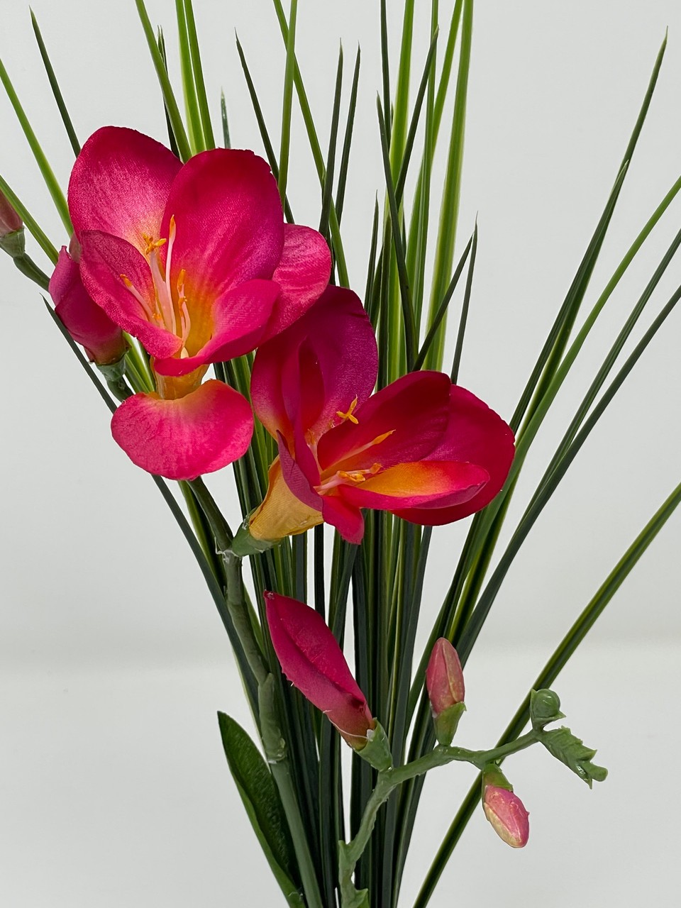 Home Decor 13″ MAGENTA Pink FREESIA flower & Spike Weed combo Silk & plastic pla
