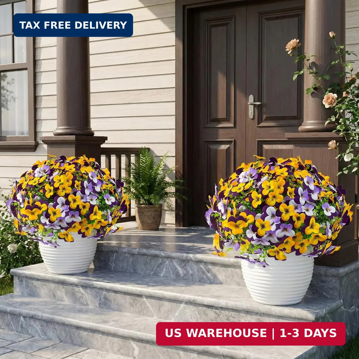 16 Pcs Artificial Pansy Flowers for Outdoor Faux Silk Spring Flowers for Outside