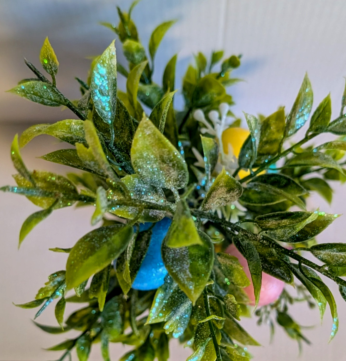 Easter Egg Tree Topiary in Metal Container Floral Foliage Decor 20″ Tall – New