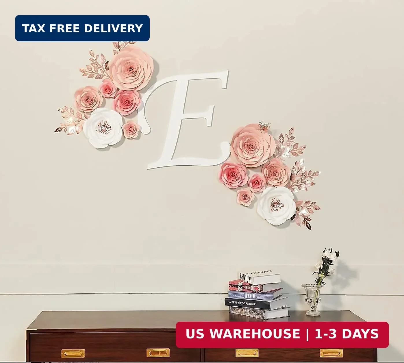 Paper Flowers Decorations for Wall, Large 3D Artificial Fake Flower Wall Decor B