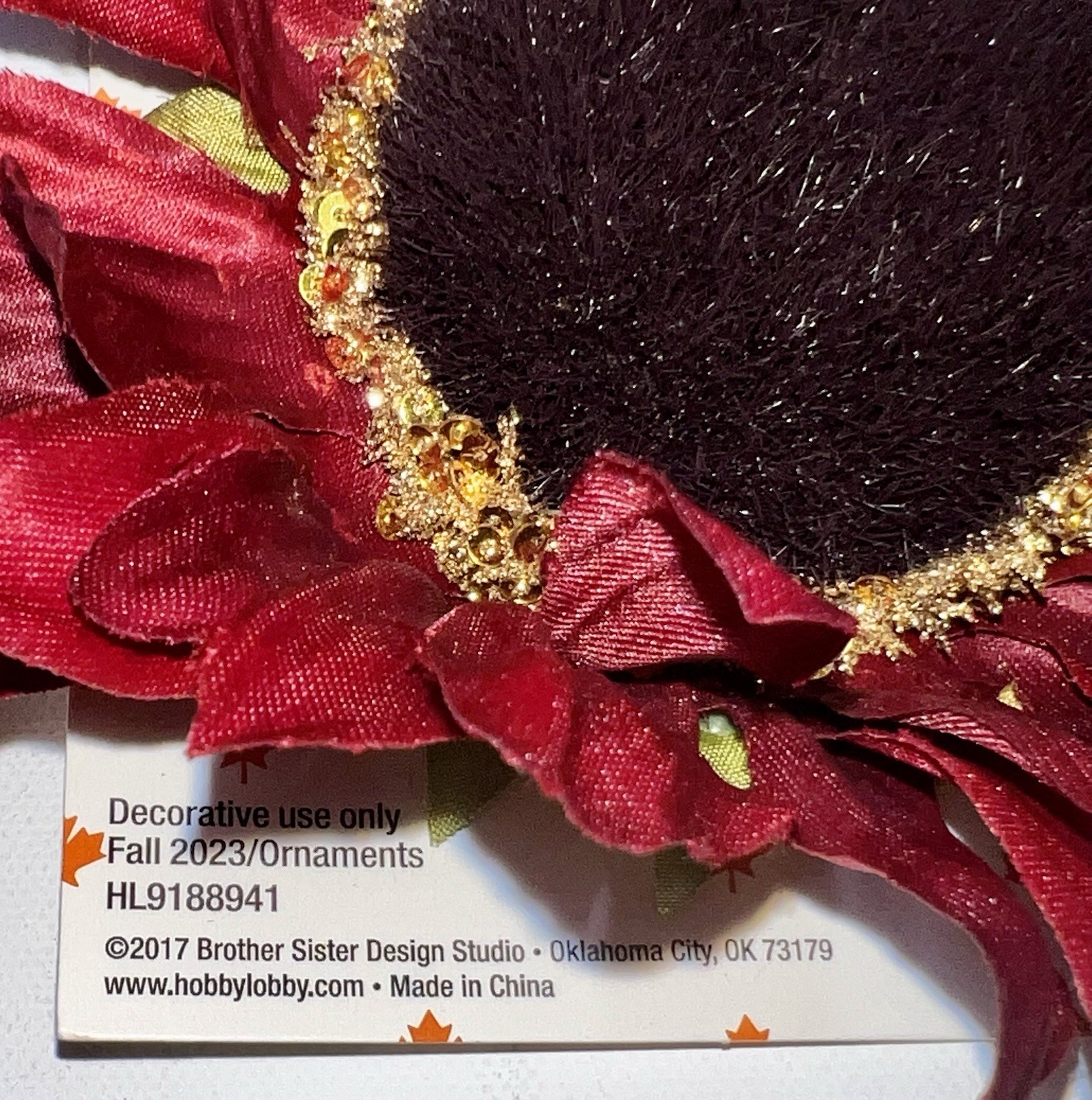 Artificial Sunflower 2pc Fall Flowers Red Clip-on Autumn Decor Ornament NWT NEW