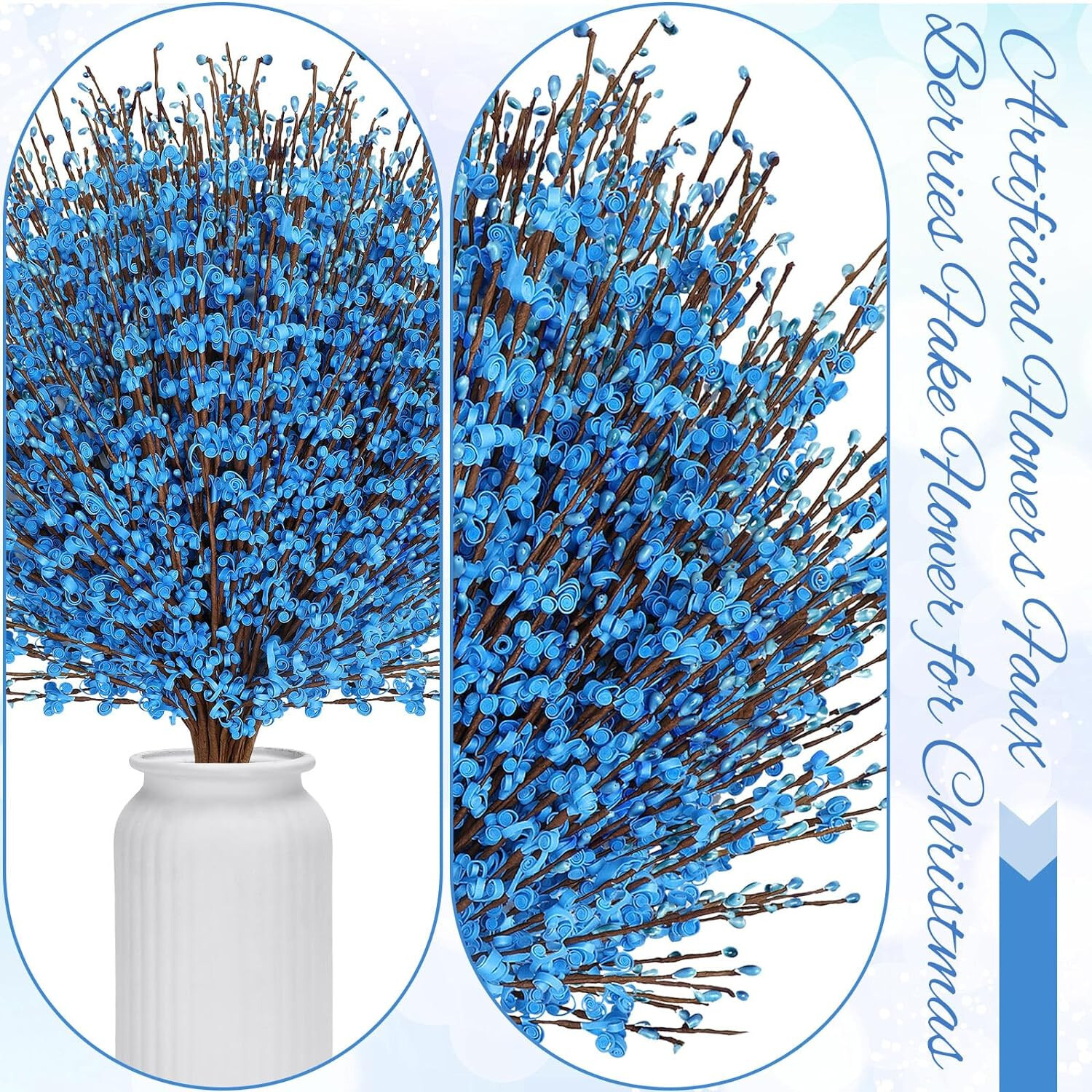 Lyrow 30 Pcs Winter Jasmine Flowers 29.5 Long Artificial Jasmine Flowers Blue