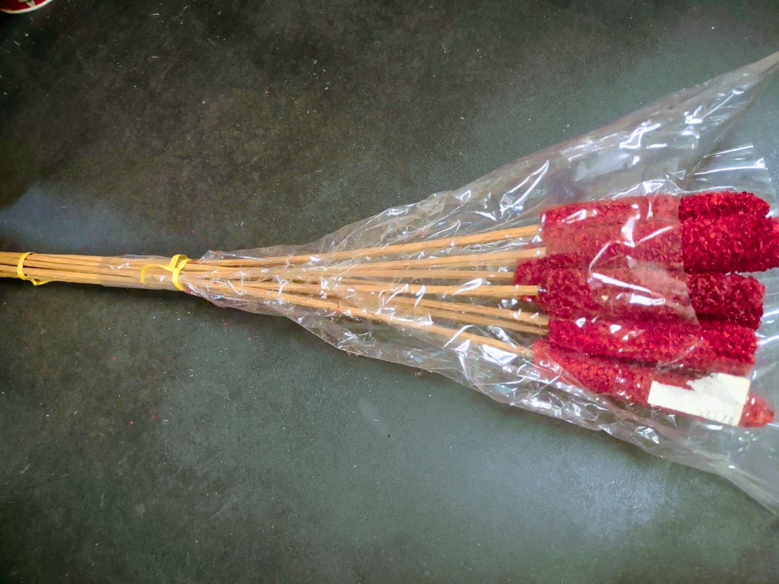 12 Wired Stems of Dried Corncobs, Real Dry Corn Cob for Floral Design, Red Dyed