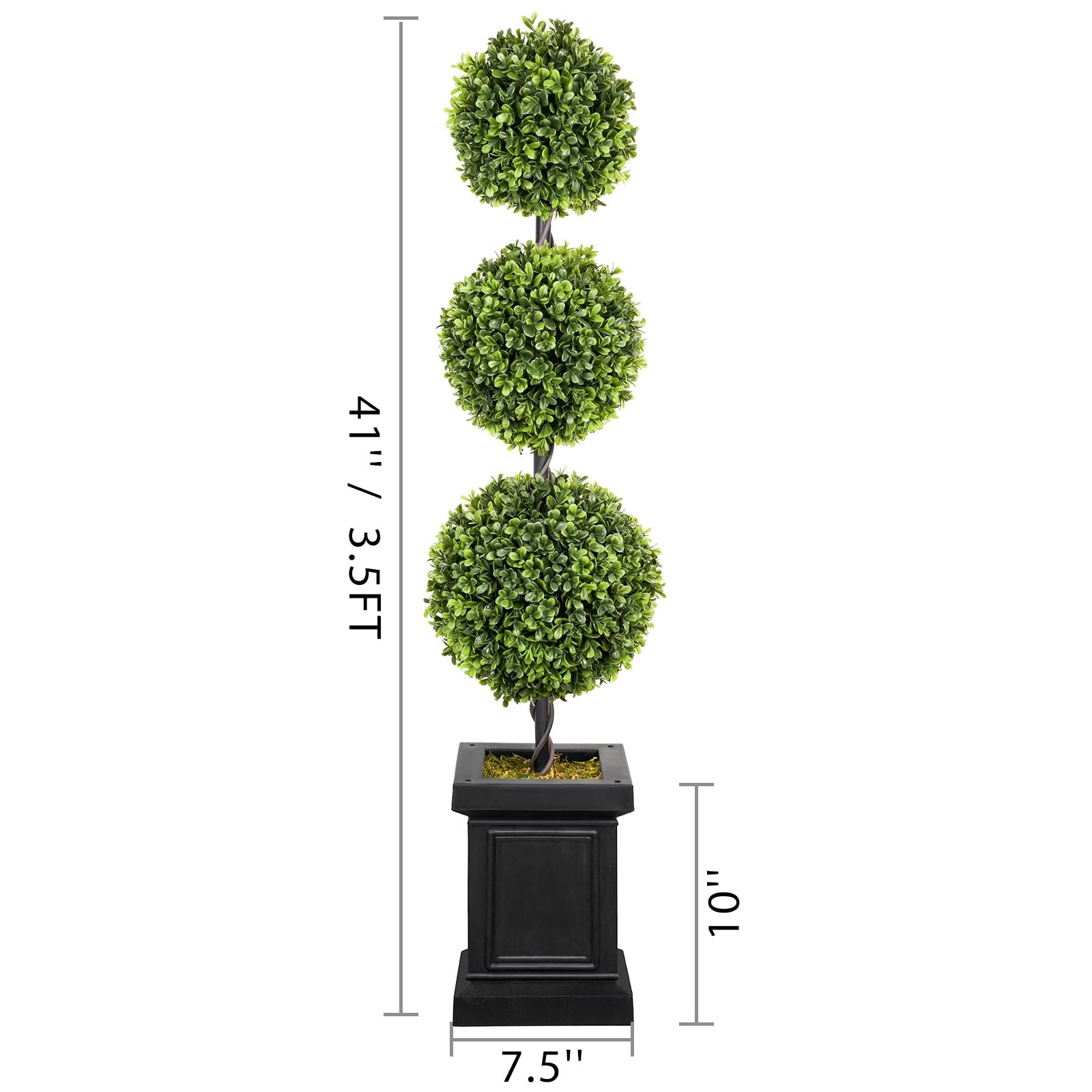 3.5ft Boxwood Outdoor Topiary Set of 2, Tall All Year Green Fake Plant Topiar…
