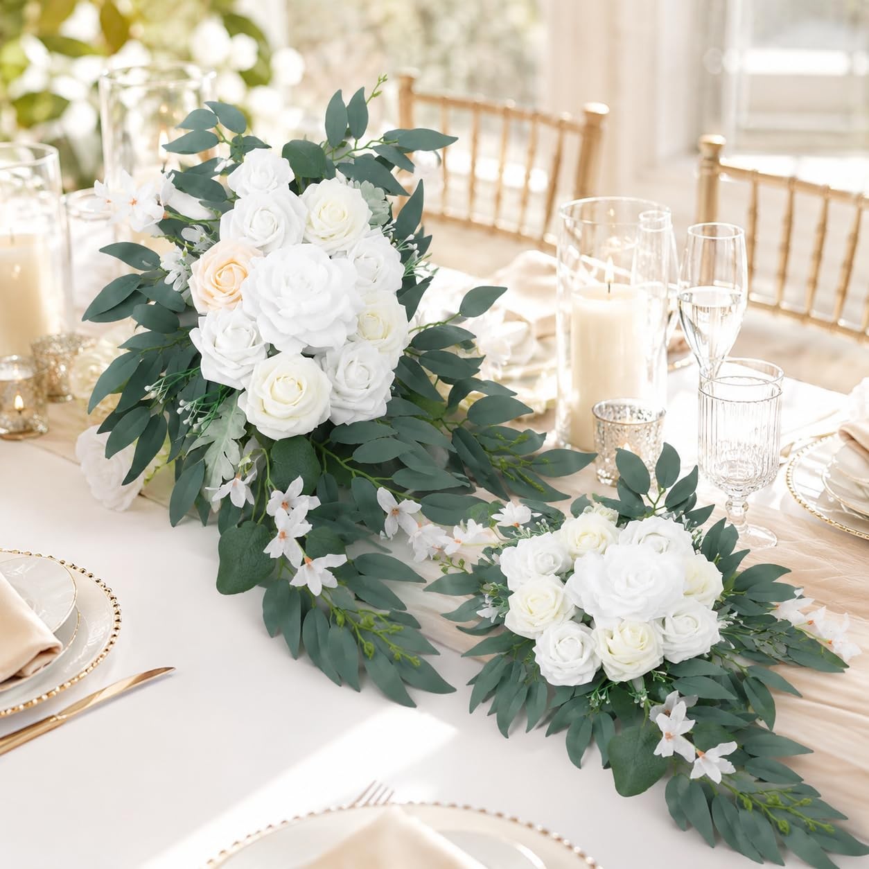2 PCS Dusty Blue Wedding Arch Flower Swags 23.6 15.7 Inch Floral Decor Sign