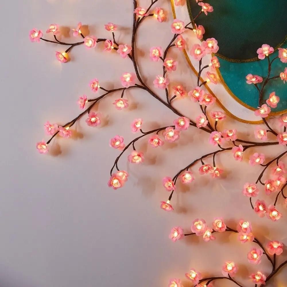 Cherry Blossom Vine LED String Lights Twig Garland Wall Door Home Christmas Deco