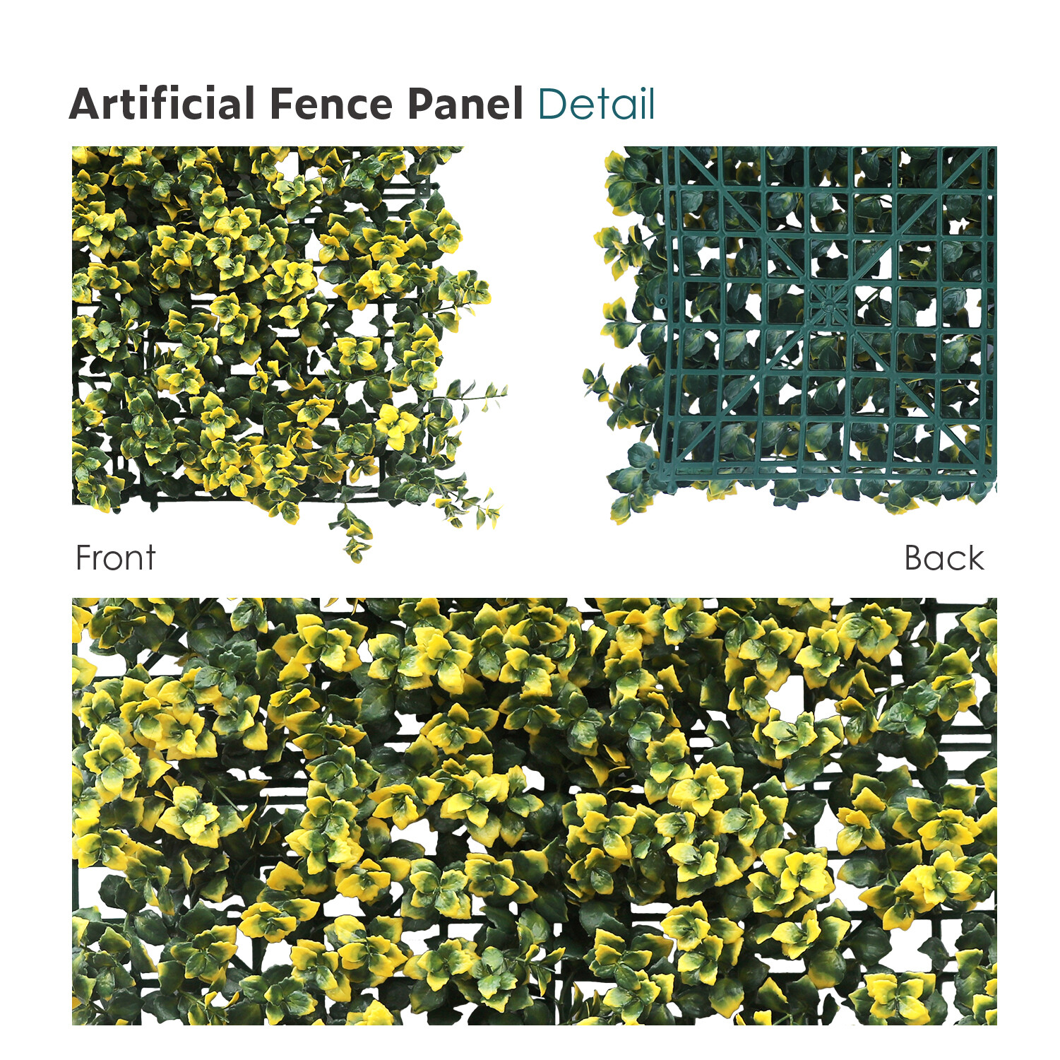 Artificial Yellow Reineckea Carnea Mat Faux Fence Panel Wall Decor Grass Hedge