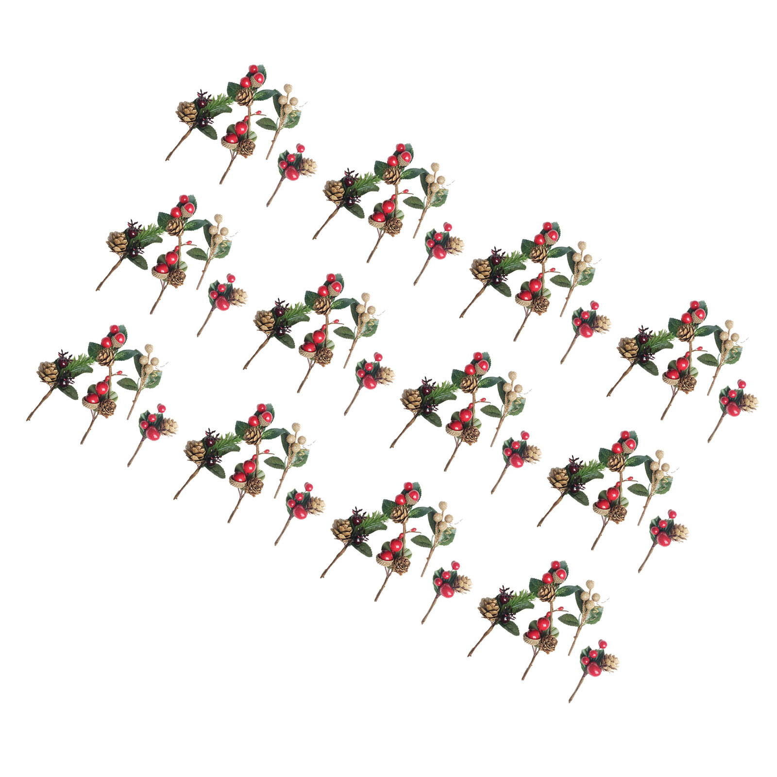Artificial Flowers Red Berries Pine Cones for Gift Package Plastic Dried Flower