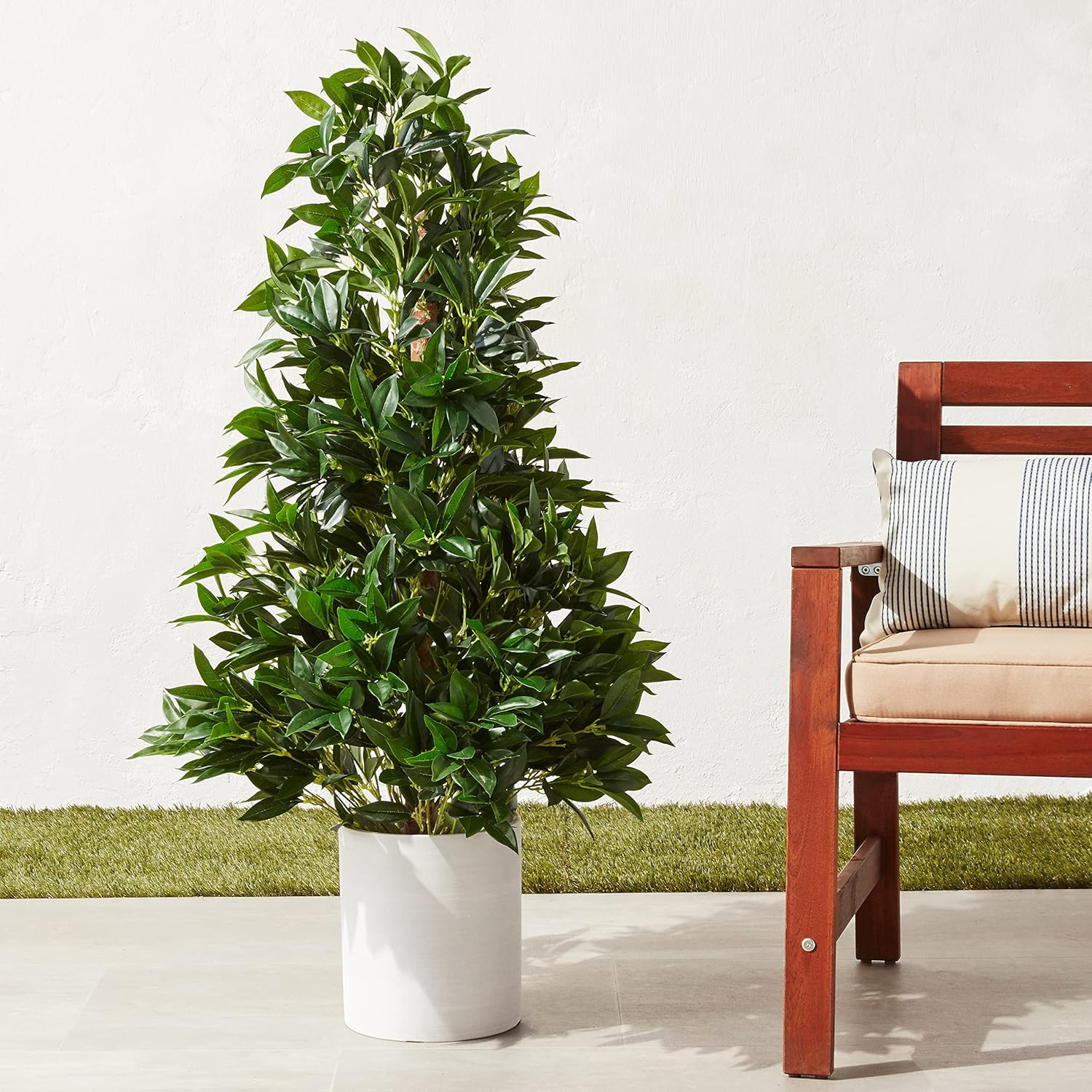 4Ft UV Resistant Bay Leaf Artificial Topiary Tree for Indoor/Outdoor Use