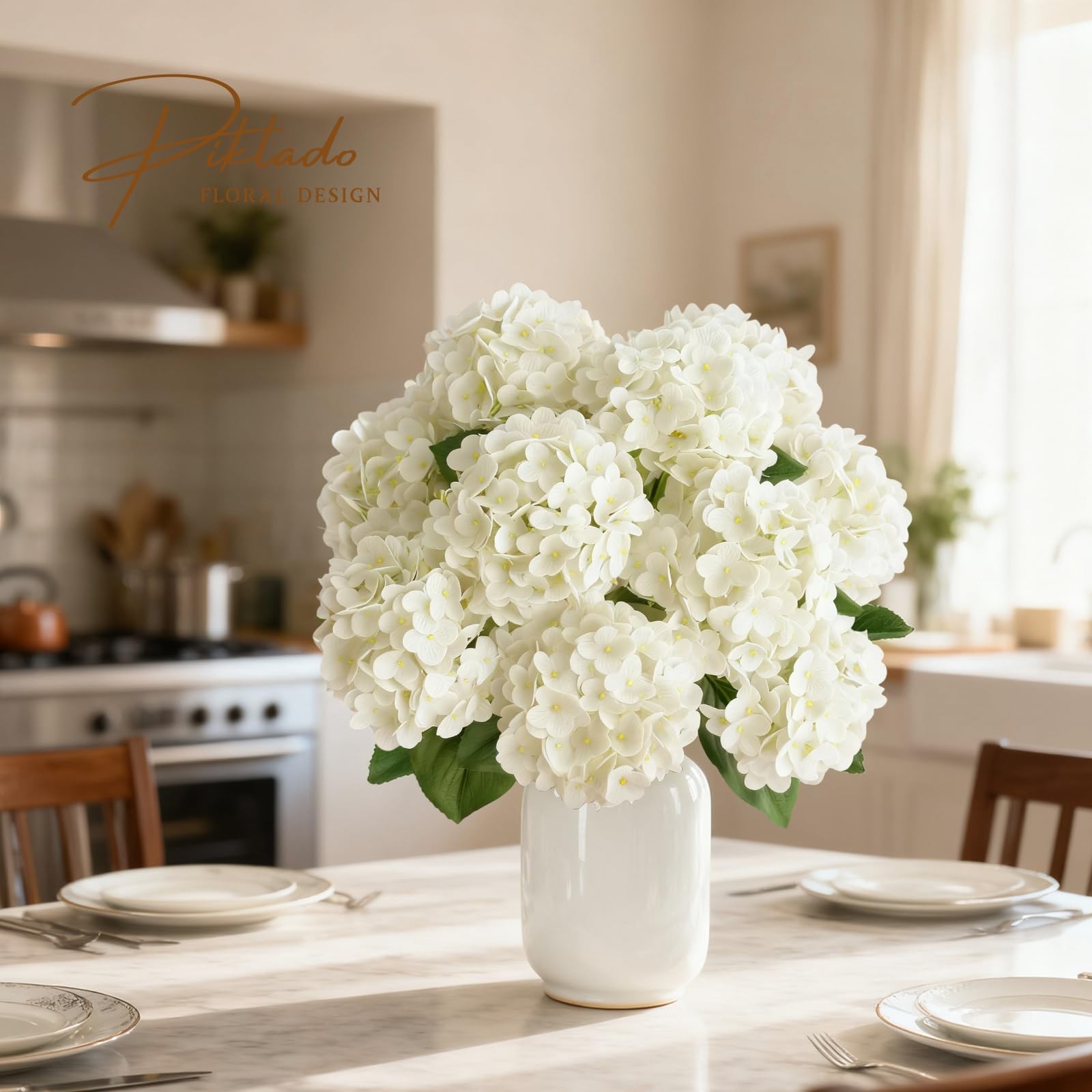 1 Bunch 21in Real Touch Hydrangea Artificial Flowers with 5pcs Flower Head 10…