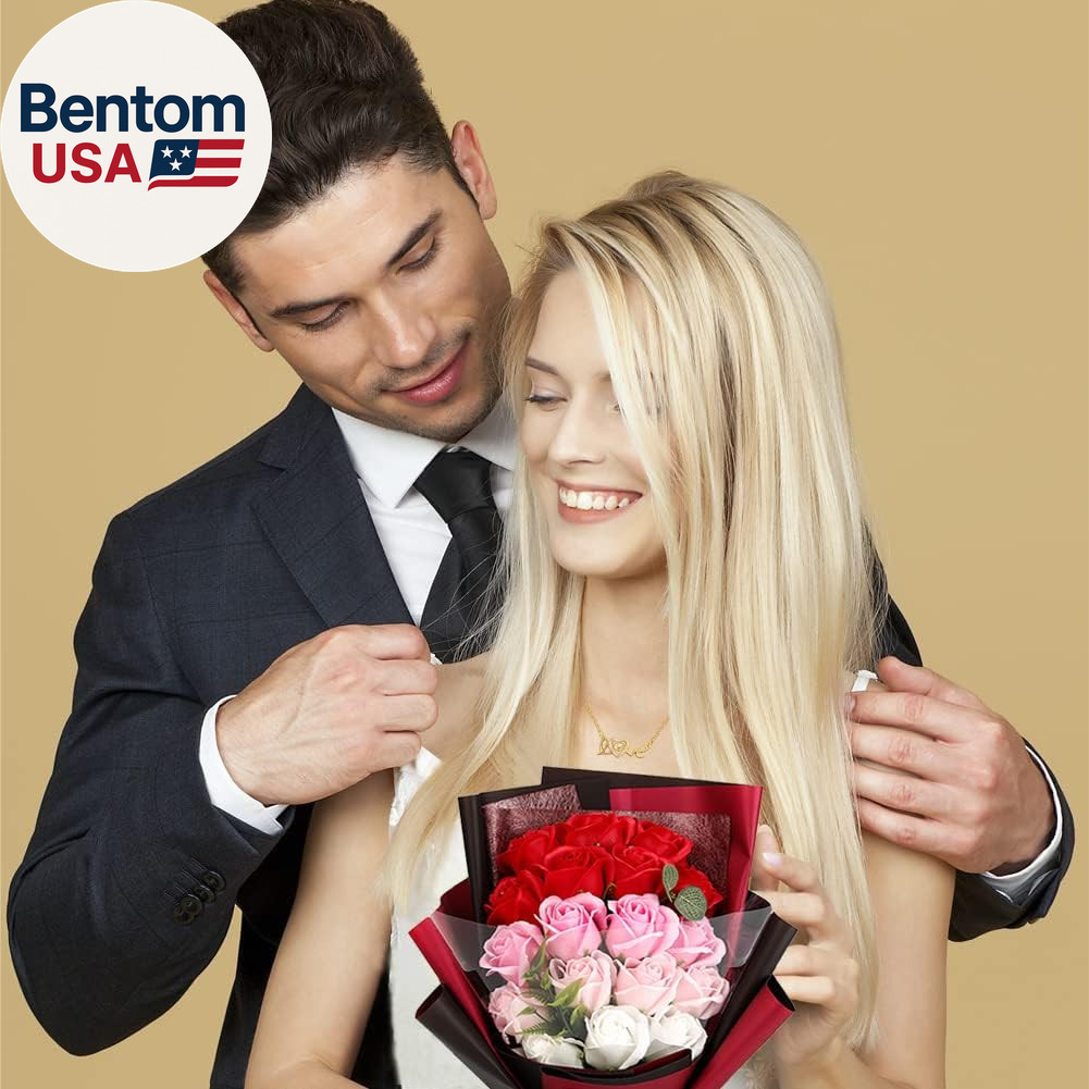 Roses Bouquet Artificial Flower – Preserved Red Rose Flowers with Love Necklace