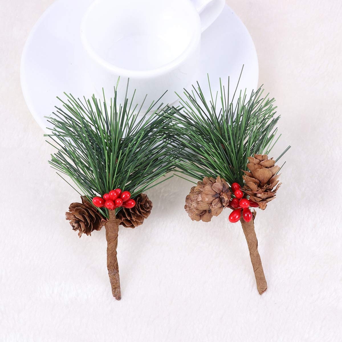 10 PCS Artificial Pine Picks Berries Small Tree Christmas Wreaths Holiday
